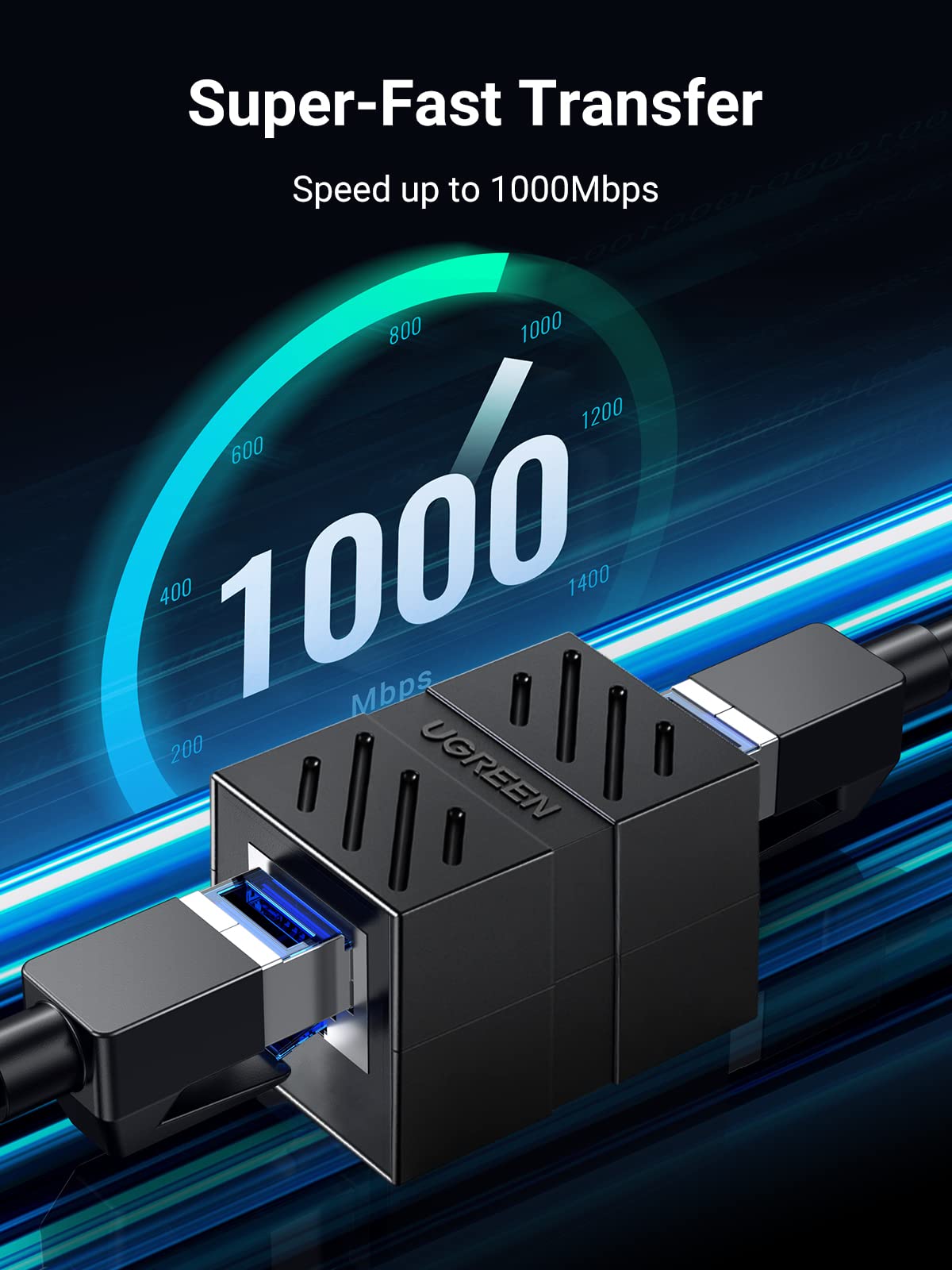 Ugreen Rj45 Coupler 2 Pack, Ethernet Extender 1000Mbps In Line Coupler Cat7 Cat6 Cat5E Cable Connector Ethernet Adapter Female T