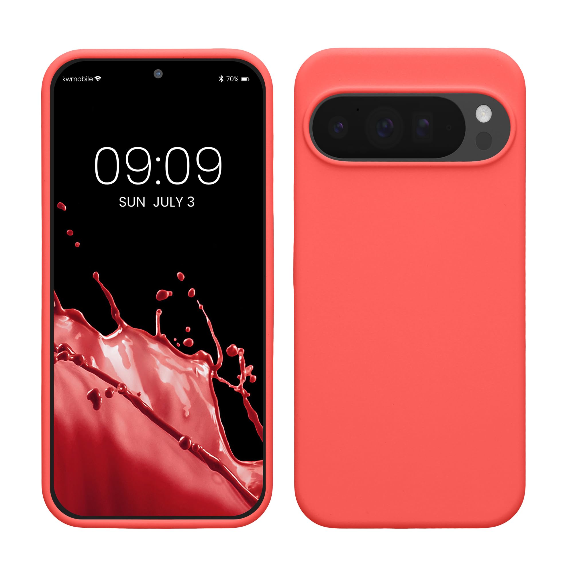 kwmobile Case Compatible with Google Pixel 10 Pro XL Case - TPU Silicone Phone Cover with Soft Finish - Neon Coral