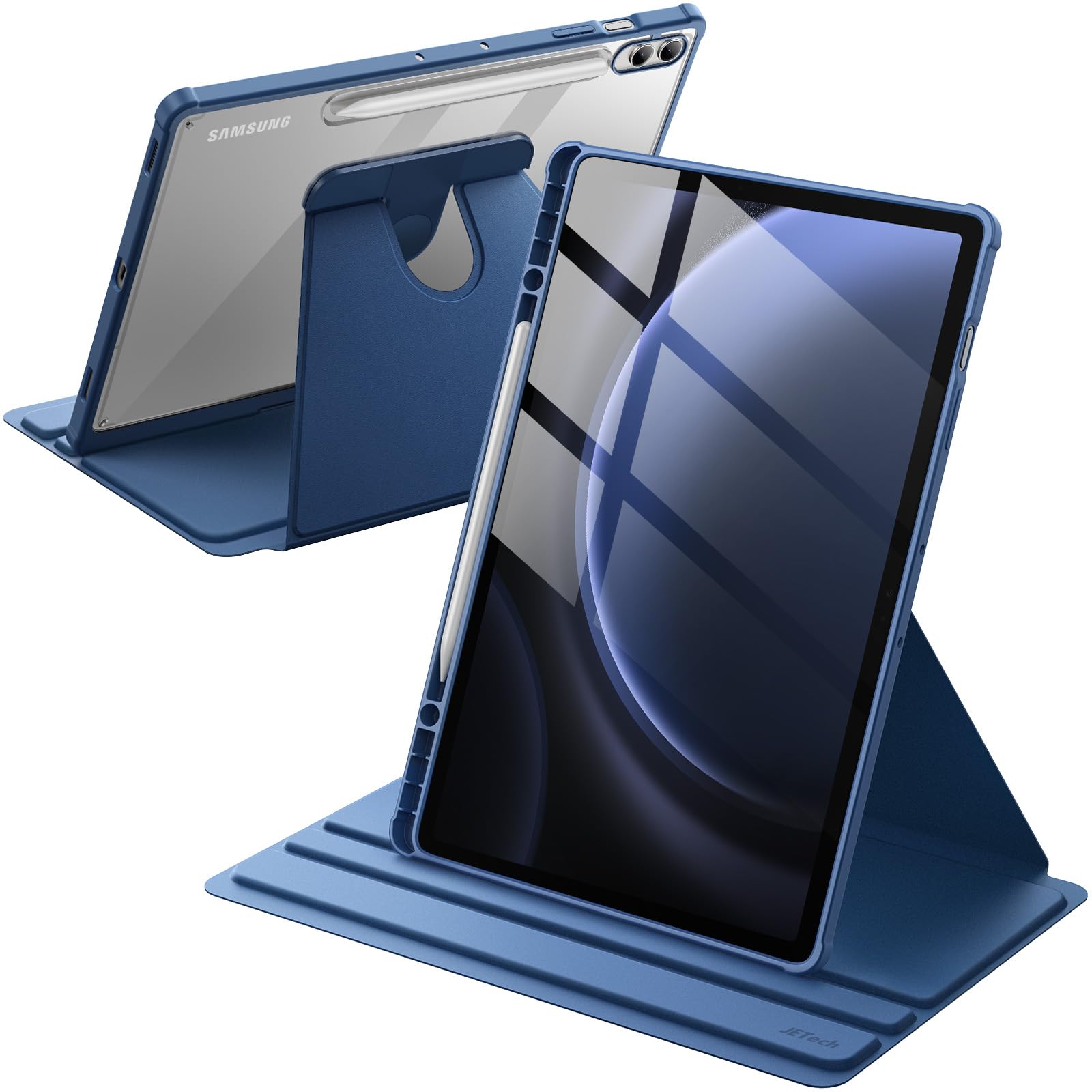 JETech Rotating Case for Samsung Galaxy Tab S10+ 2024/Tab S9 FE+/S9+ 2023 12.4-Inch with S Pen Holder, Not for Tab S8+ 12.4-Inch