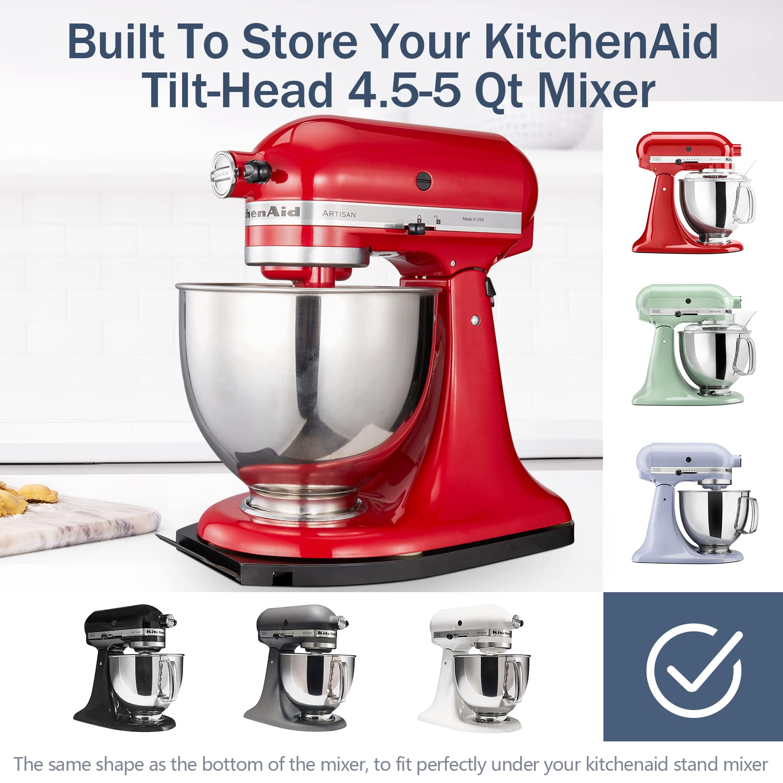 Mixer Sliding Tray For Kitchenaid 4.5 5 Qt Tilt Head Stand Mixer   Metal Rolling Tray Kitchen Countertop Appliance Slider Storag