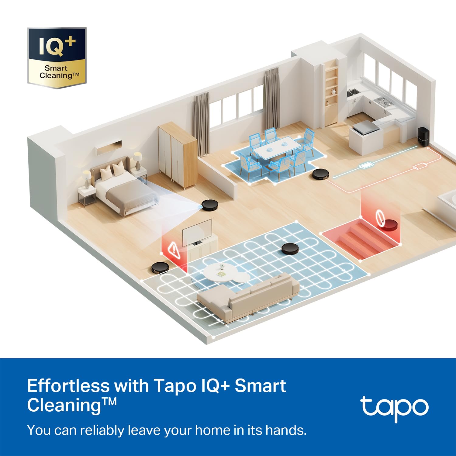 Tapo Ultra Slim Lidar Smart Navigation Robot Vacuum And Mop, 5300Pa Max, 97%+ Dust Pickup, Customizable Cleaning, Self Charging,