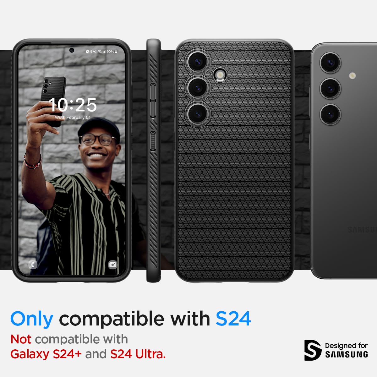 Spigen Liquid Air Designed For Galaxy S24 Case (2024) [Military-Grade Protection] - Matte Black