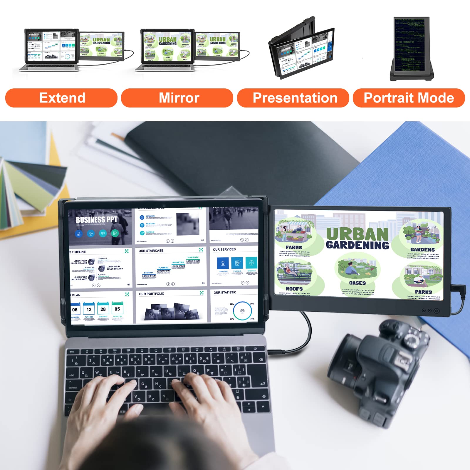 Kefeya Laptop Screen Extender, Portable Monitor For Laptop 12'' Full Hd Ips Display, Dual Monitor Extender Compatible With 13 16