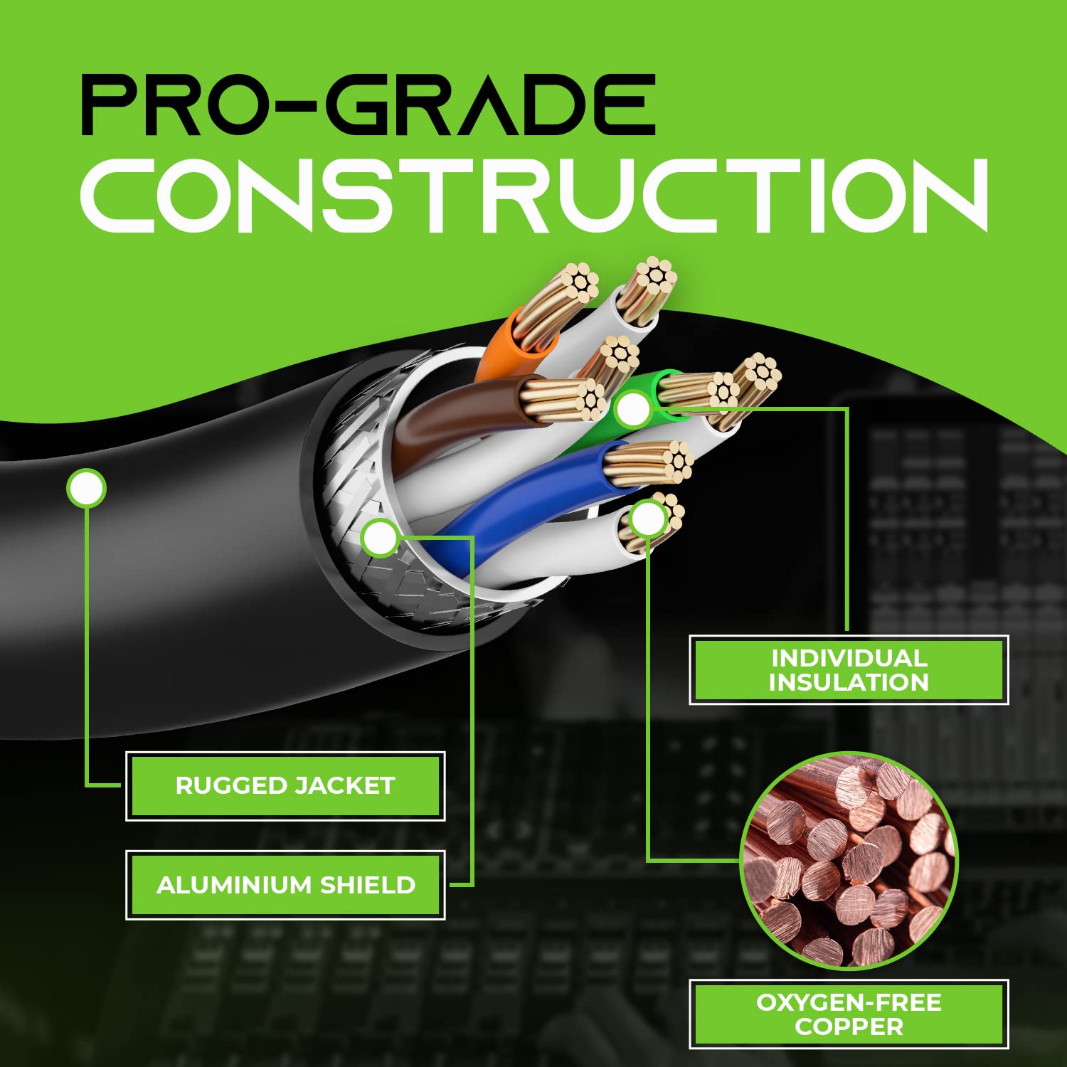 Gearit Cat6 Ethernet Cable, Ethercon Compatible (15 Feet) Rj45 Connectors For Pro Audio, Aluminum Shielded, Oxygen Free Copper