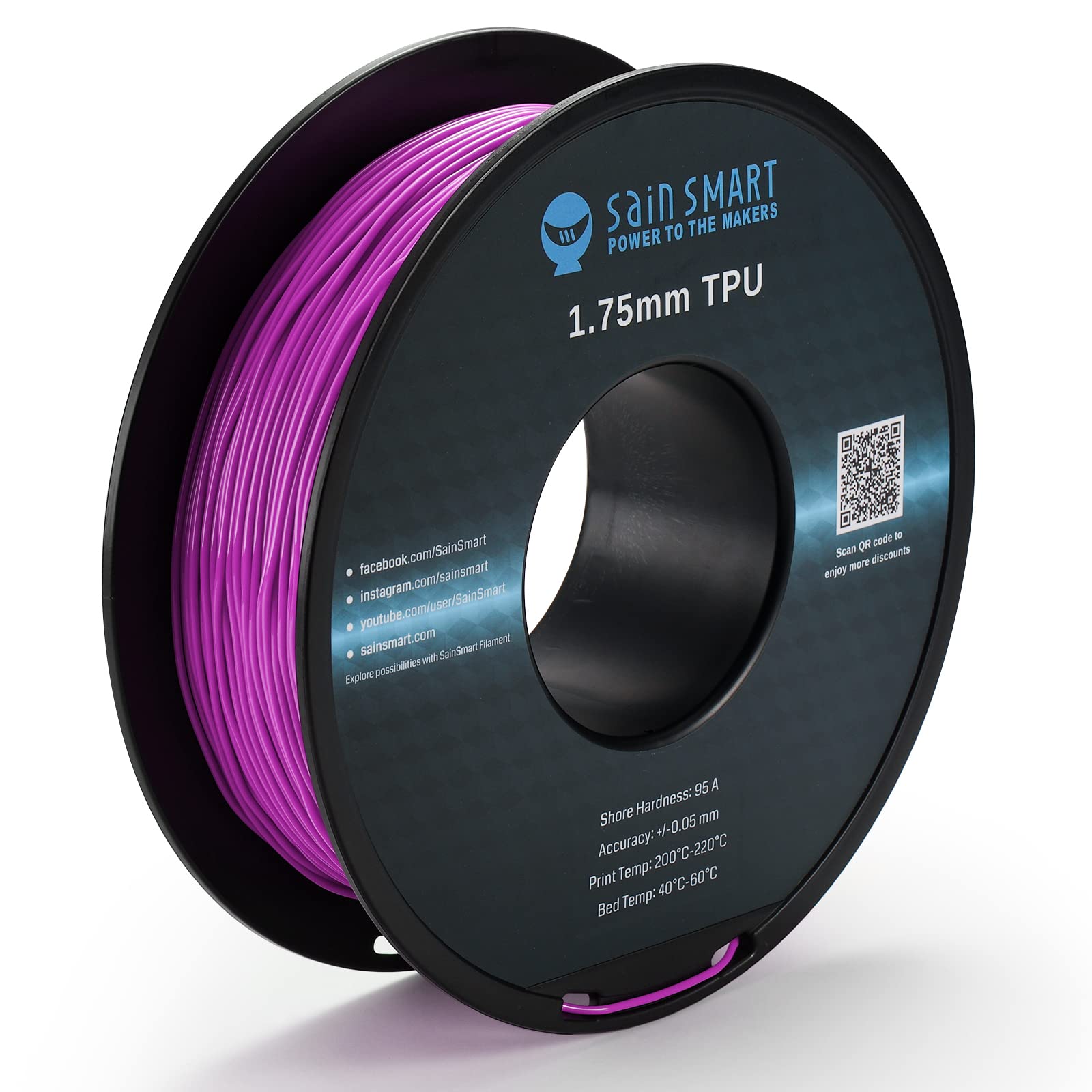Sainsmart Neon Color Tpu, 1.75Mm Flexible Tpu 3D Printer Filament 800G, Dimensional Accuracy +/  0.05 Mm, Neon Magent