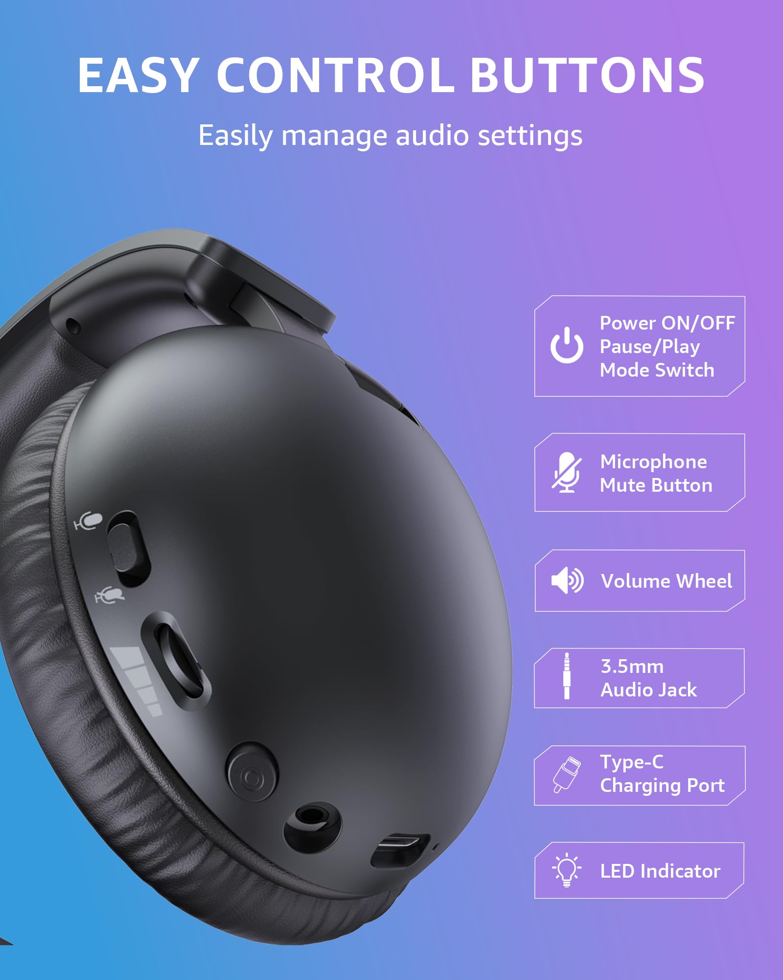 Oputik Wireless Gaming Headset With Mic For Pc Ps4 Ps5,2.4Ghz/Bluetooth Gamer Headphones With Noise Canceling Microphone For Pla