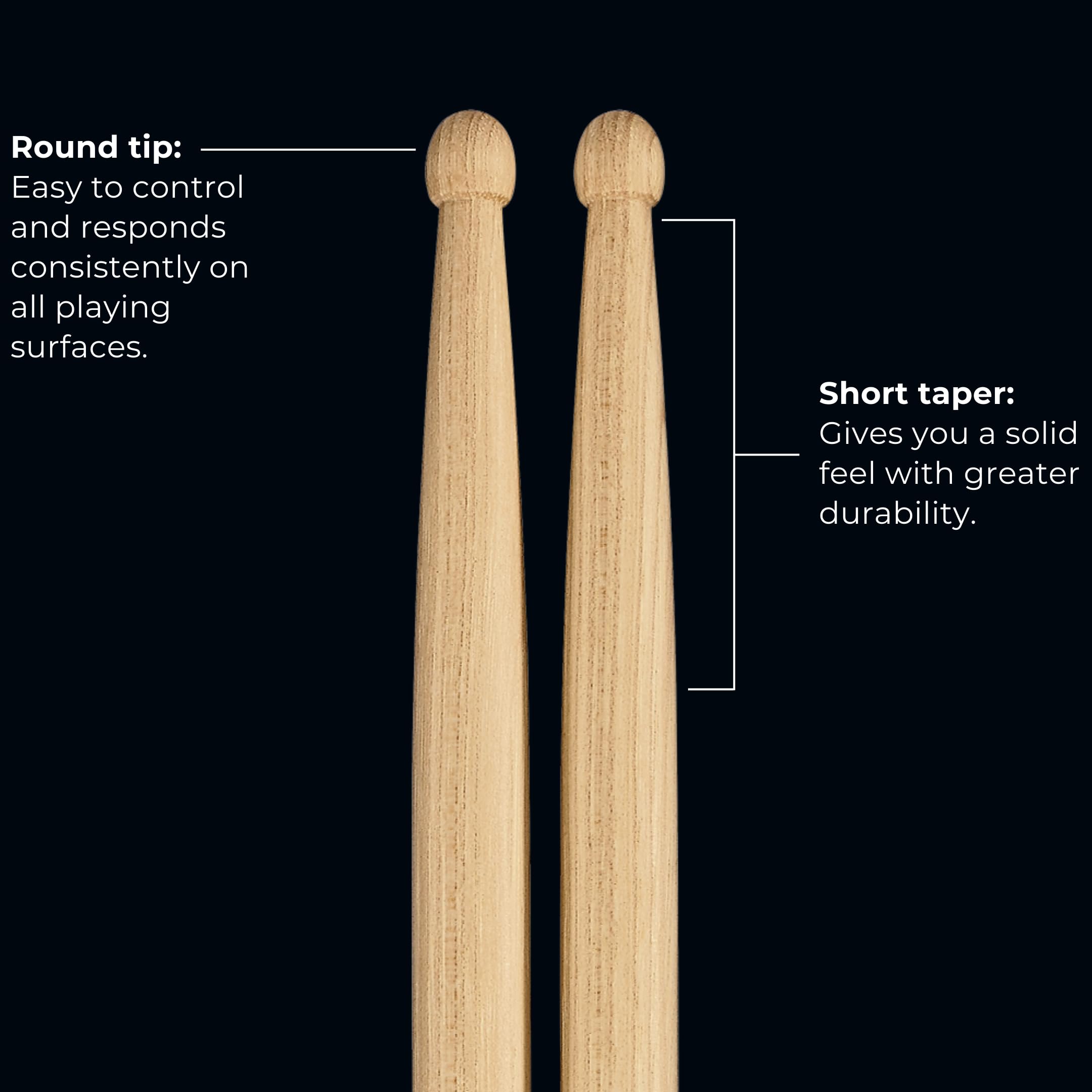Meinl Stick & Brush Drumsticks, Luke Holland Signature   American Hickory With Round Shape Wood Tip   Made In Germany (Sb600)