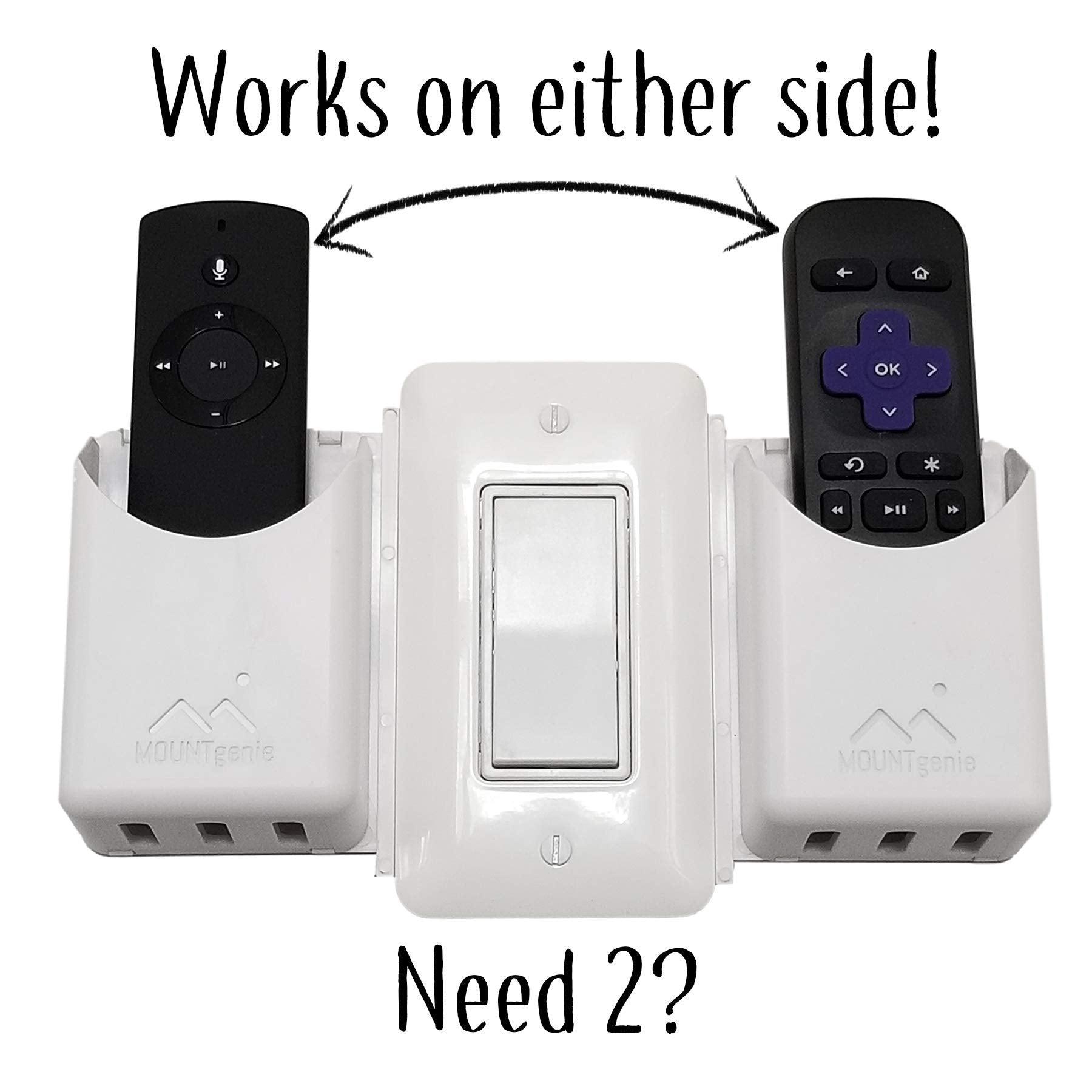 The No-Screwups Remote Control Holder By Mount Genie (White): Wall Mount With No Damaging Screws Or Tape. Installs In Seconds On