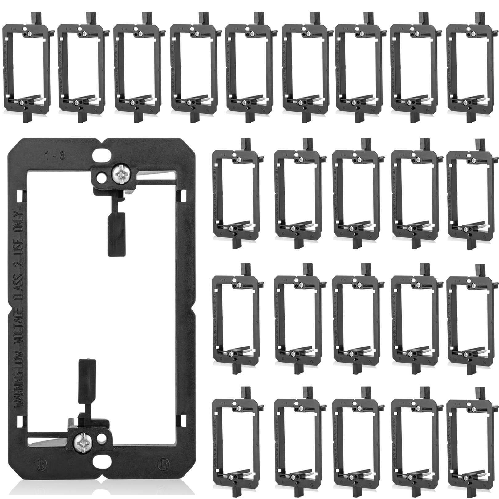 25Pack Low Voltage Mounting Bracket 1 Gang 2 Ring Drywall Cables Pass Through Wall Plate Wallboard Single Gypsum Board Outlet Hi
