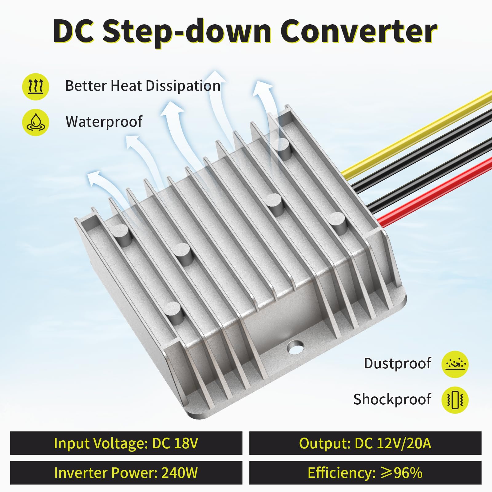 Kzreect 18V To 12V Step Down Converter Compatible With Ryobi 18V Battery, 240W 12V/20A Dc Buck Converter For Power Wheel Battery