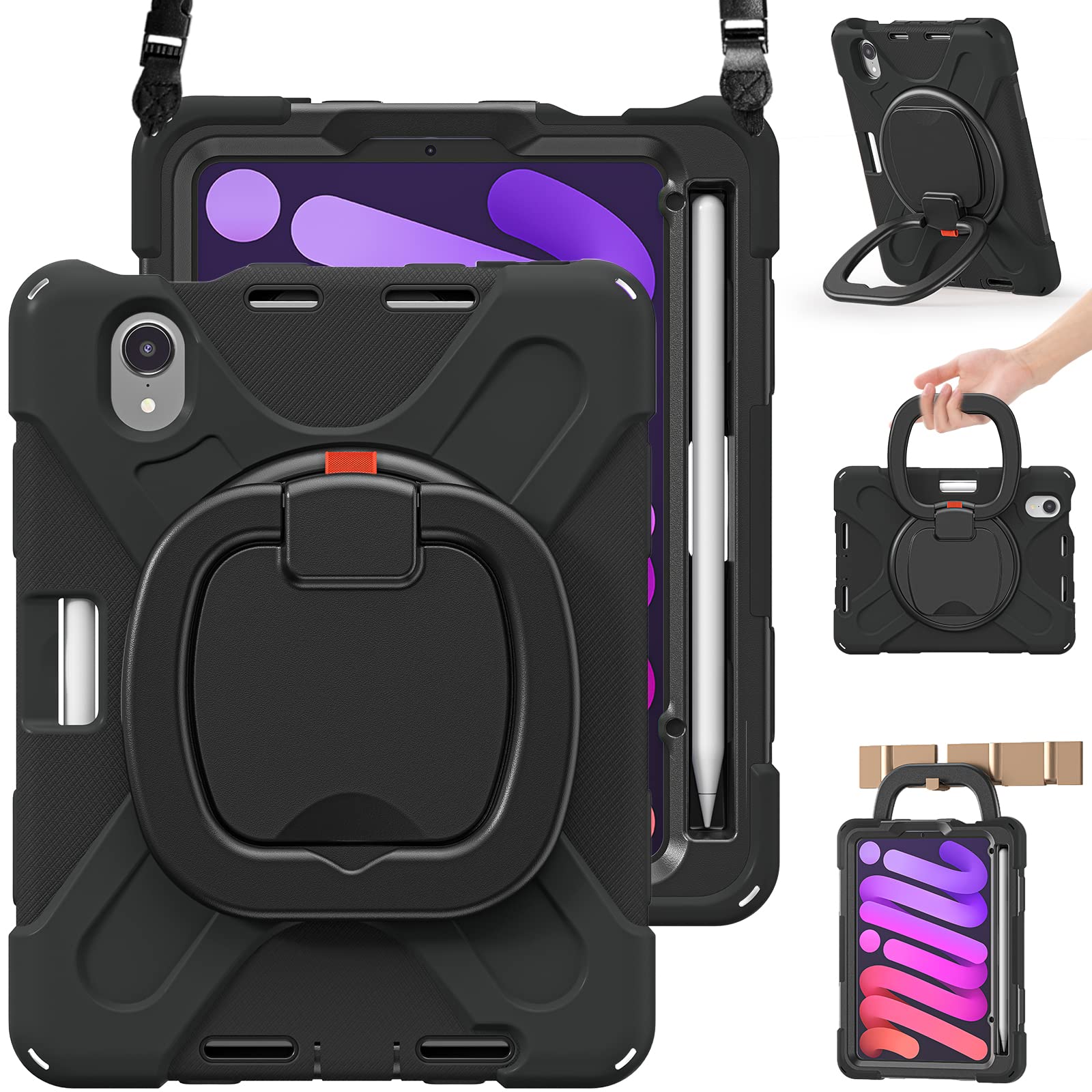 Braecn Case For Ipad Mini 6Th Generation 8.3    A2567/A2568/A2569, Silicone Cover W/Screen Protector, Pencil Holder [Supports 2N