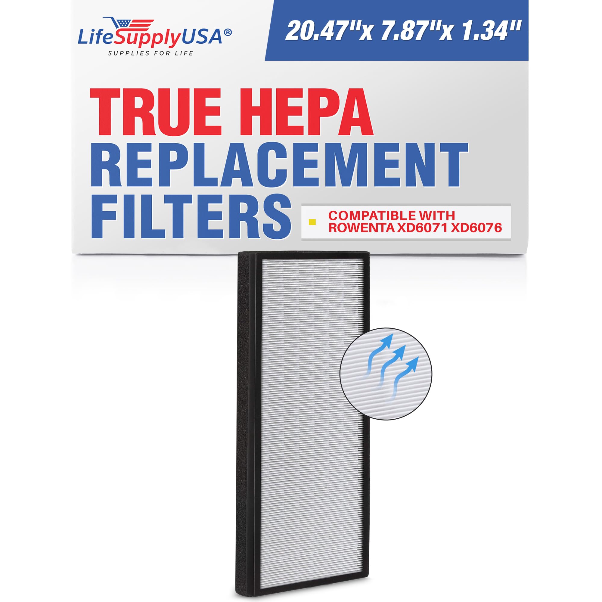 Lifesupplyusa True Hepa Air Cleaner Filter Replacement Compatible With Rowenta Xd6071 Xd6076 Models   High Efficiency Home Impro