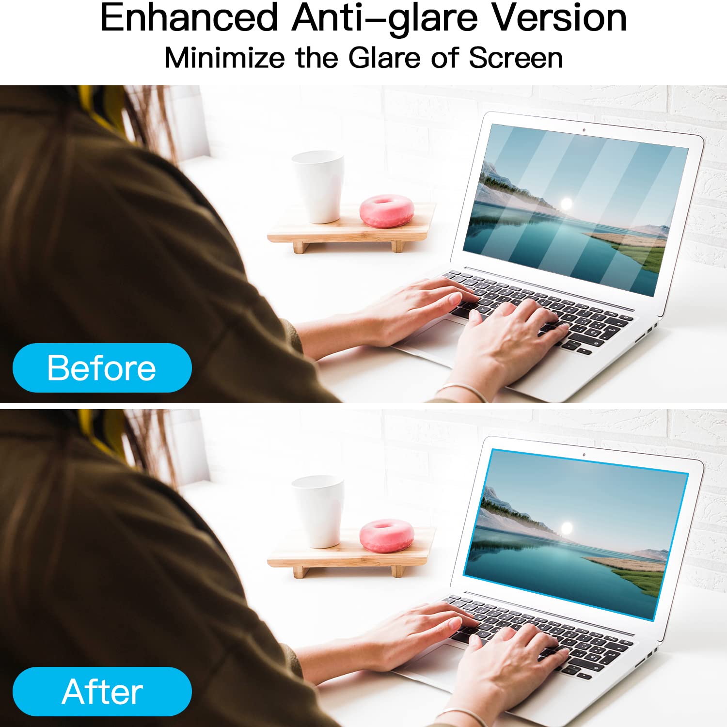 2 Pcs 14 Inch Laptop Anti Blue Light Screen Protector, Eye Protection Blue Light Blocking & Anti Glare Filter Film For 14'' With