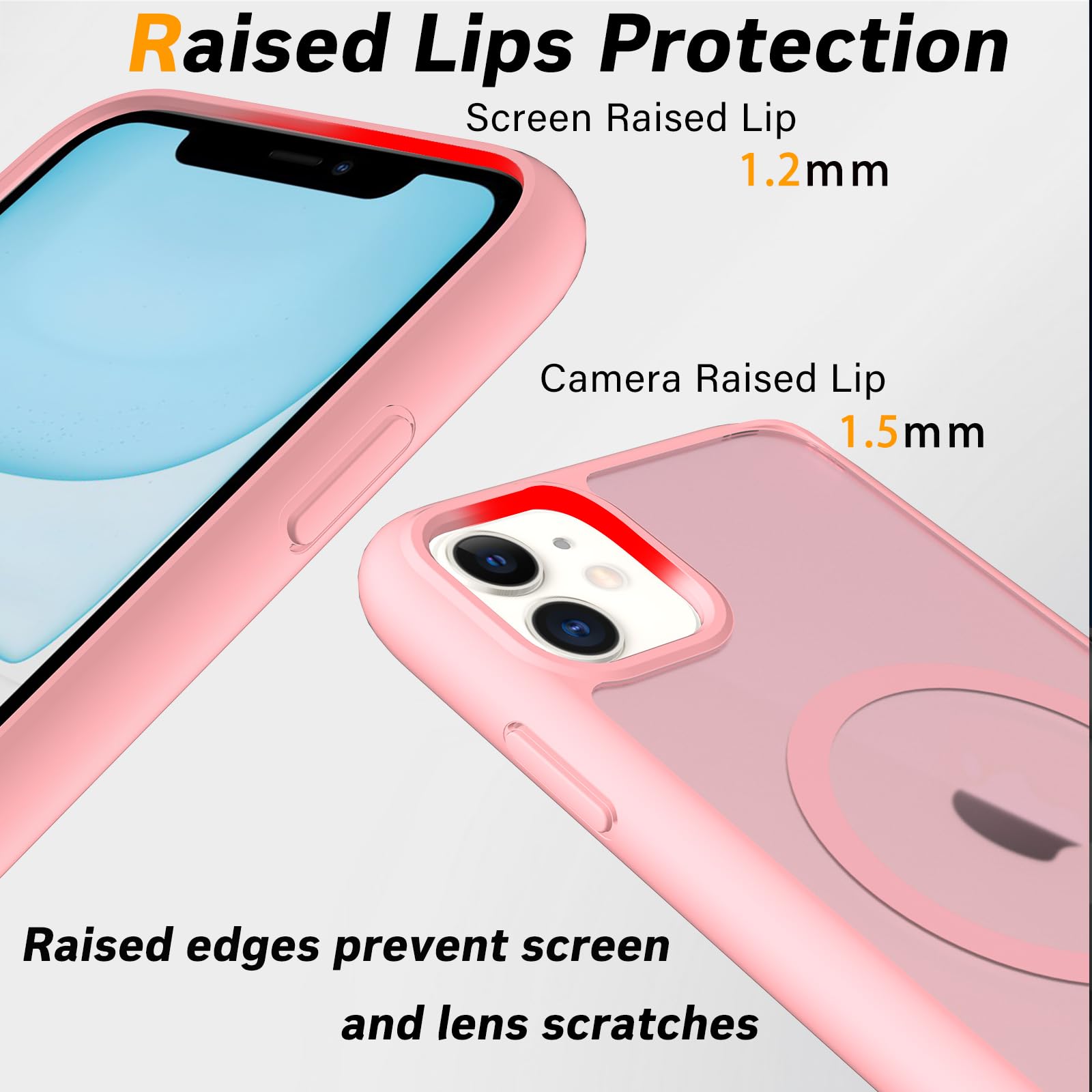 Magnetic For Iphone 11 Case,Military Grade Drop Tested, Shockproof Matte Translucent Hard Back Slim Protective Case. Pink Magnet