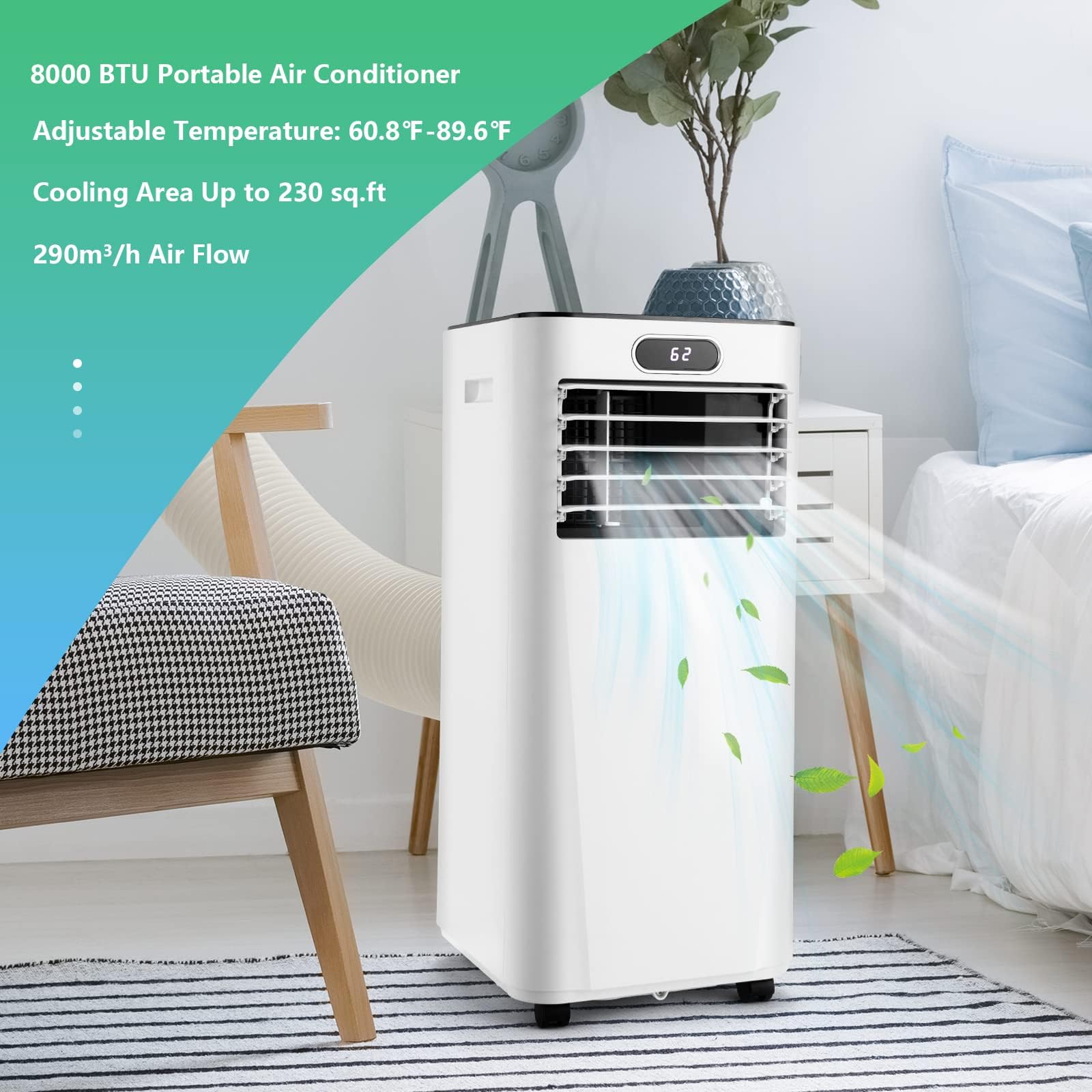 Dortala Portable Air Conditioner, 3 In 1 Air Cooler With Remote Control, Drying, Window Kit, Home Ac Cooling Unit With Mode  Spe
