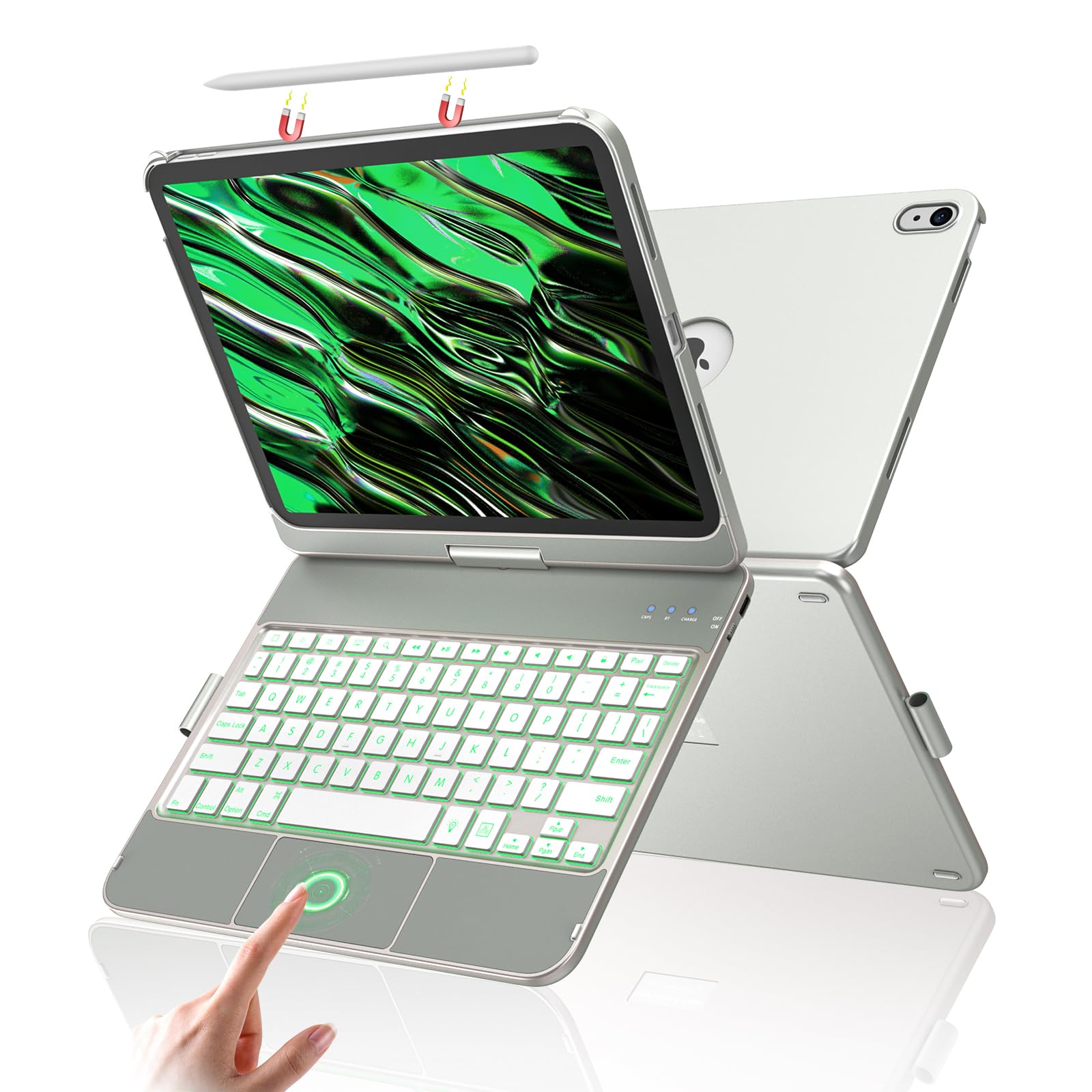 aMZCaSE for iPad (A16) 11th 10th Generation Case with Keyboard, Touchpad & 360Rotatable for iPad A16 Keyboard Case, Backlit Lapt