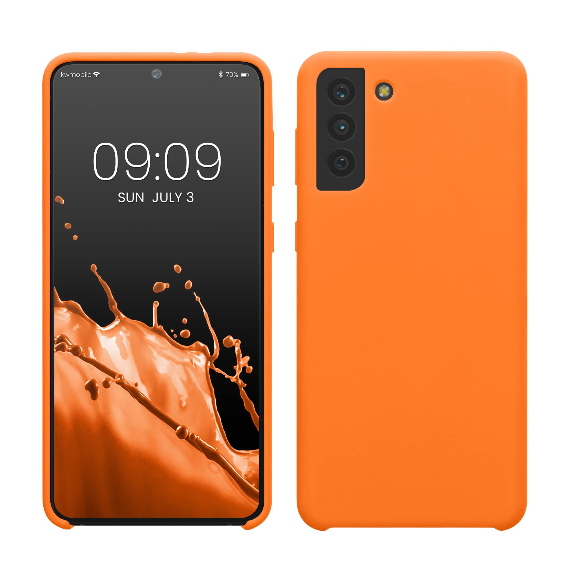kwmobile Case Compatible with Samsung Galaxy S21 Plus Case - TPU Silicone Phone Cover with Soft Finish - Fruity Orange