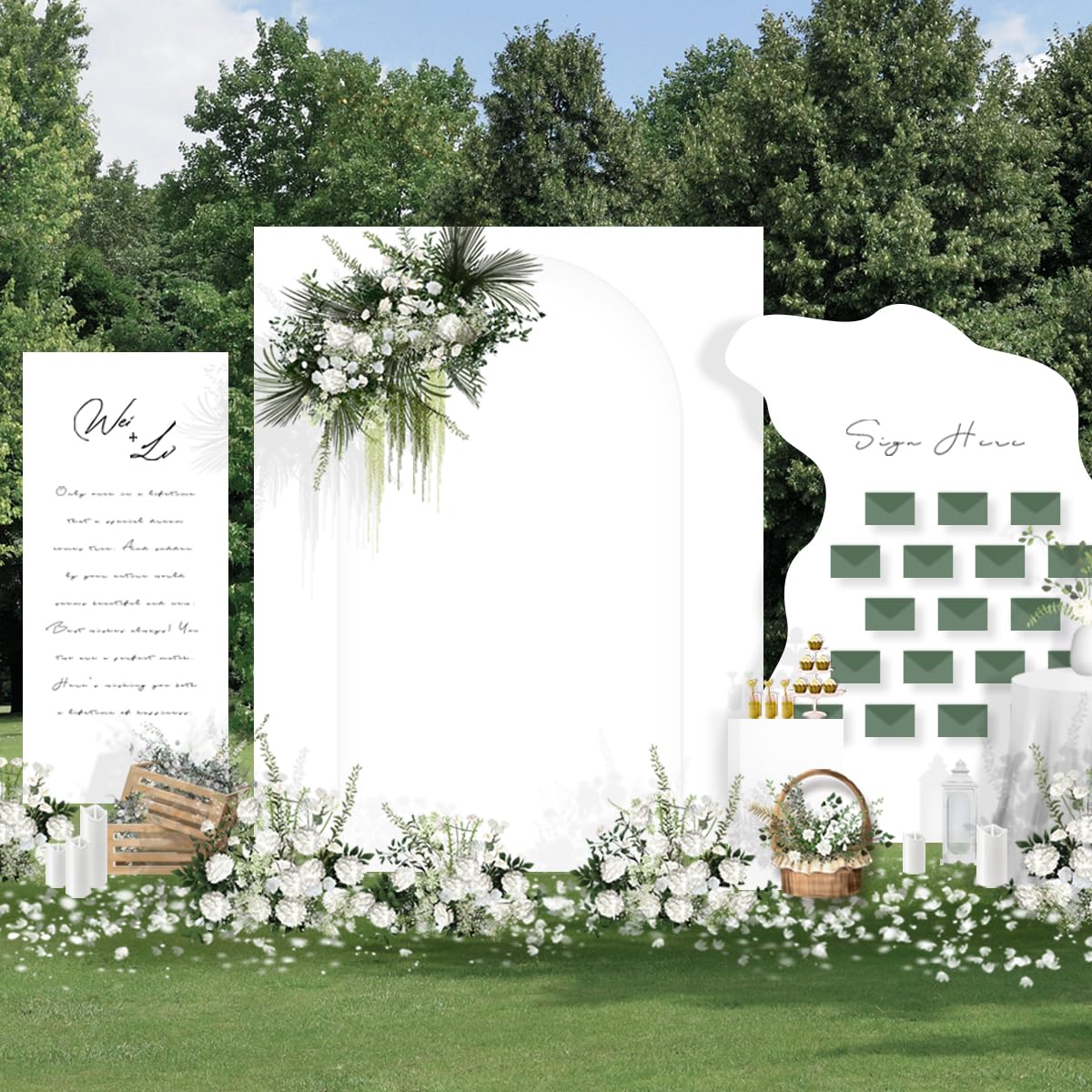 Mlmc 6Ft White Fitted Spandex Arch Cover Stretchy Backdrop Stand Fabric Round Top Chiara Arch Backdrop Stands Cover For Baby Sho