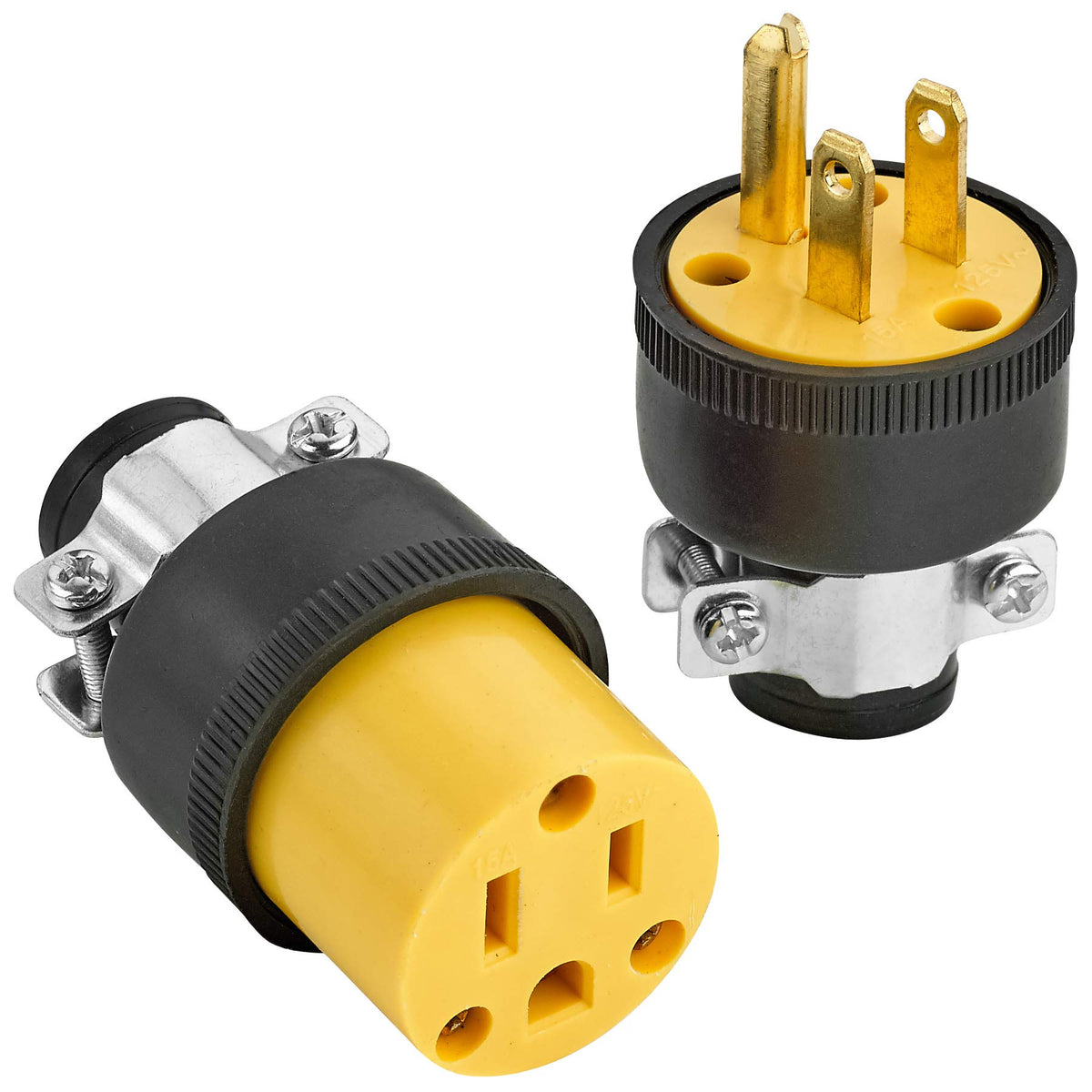 Extension Cord Electrical Wire Repair End 15 Amp, 125 Volt | 1 Set Male Female 3 Prong Grounding Replacement Connectors Set | Sa