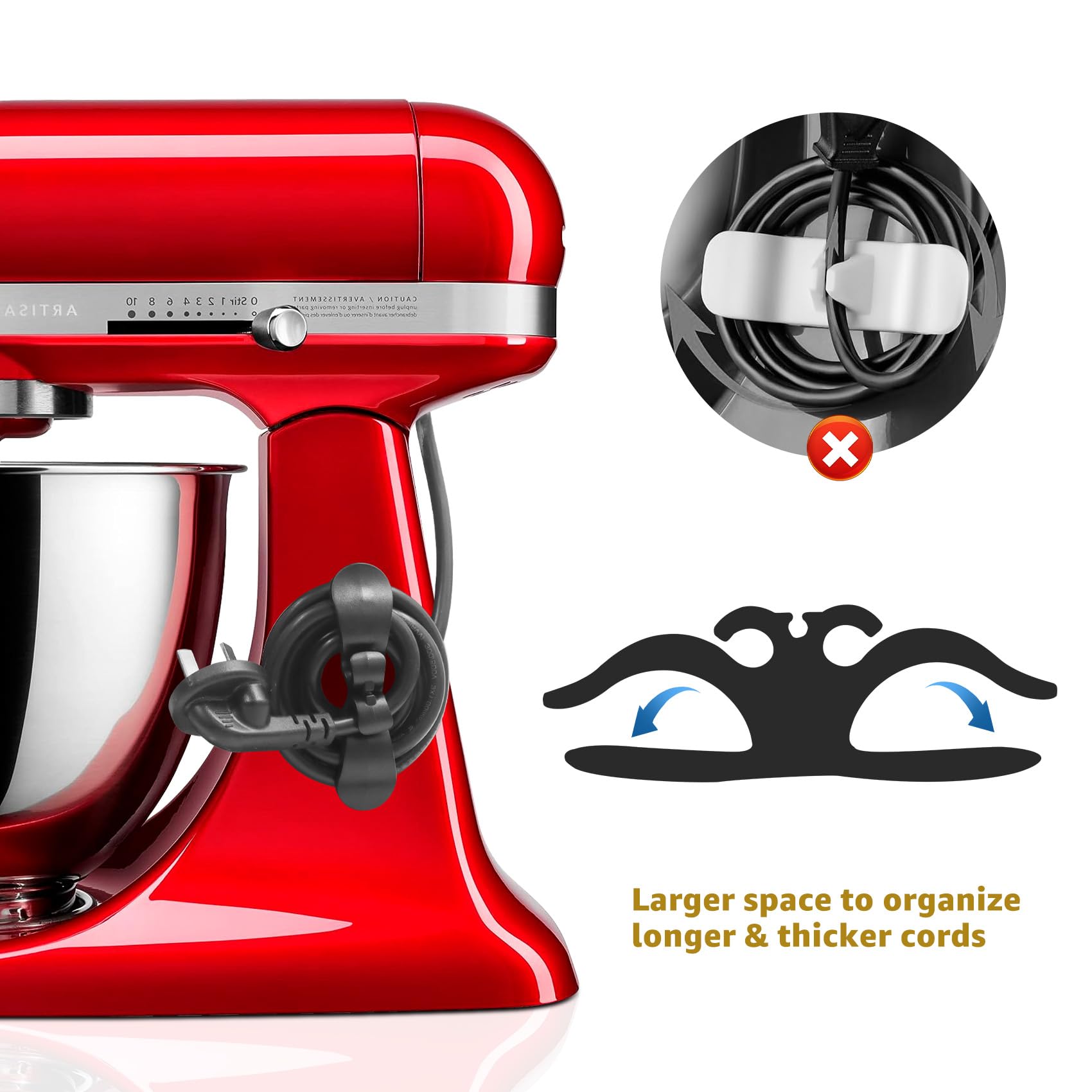 Sliding Mat For Kitchen Aid 4.5 5 Qt Stand Mixer With 1Pc Cord Organizer And 3Pcs Attachment Holder For Kitchen Appliance Slider