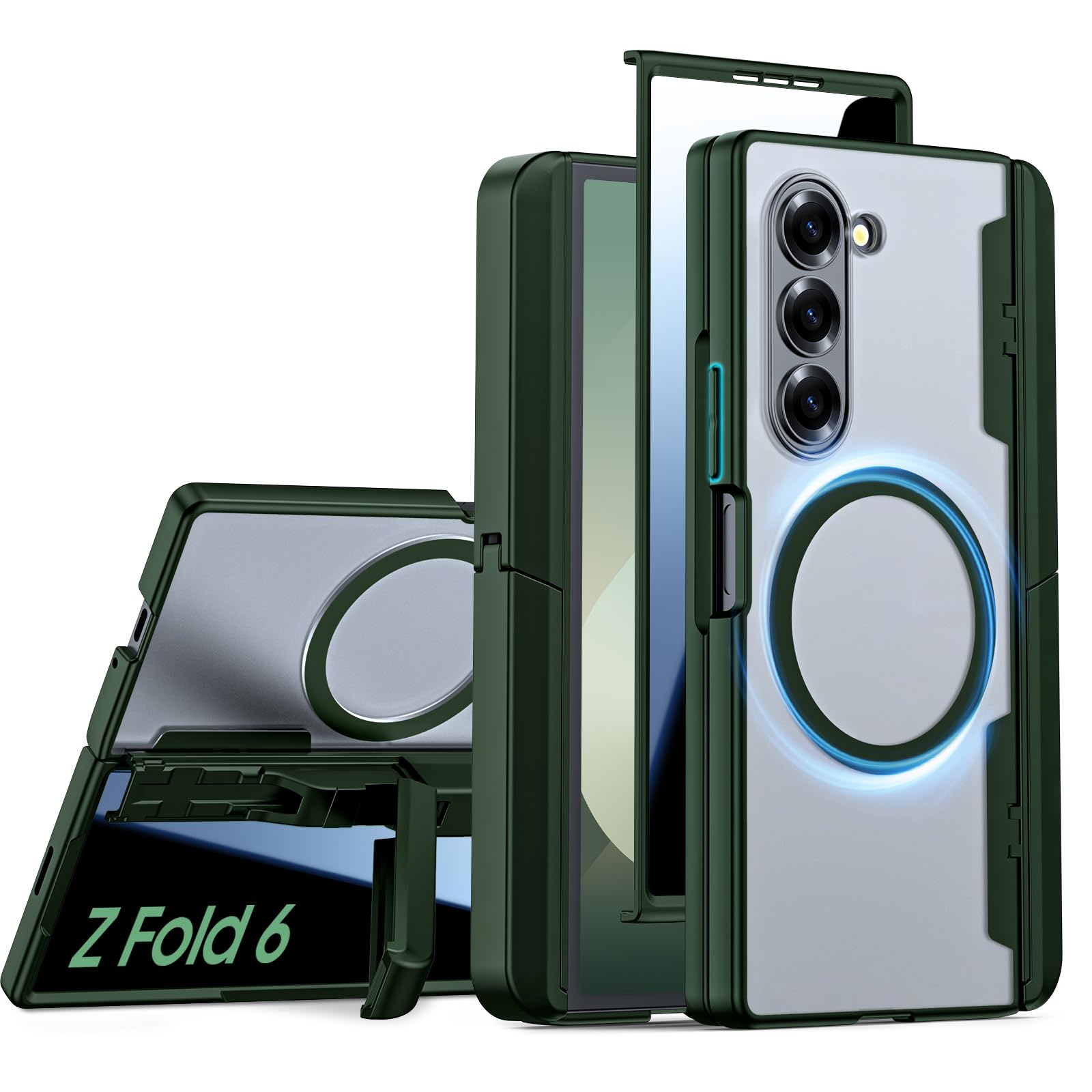 Spugan For Samsung Galaxy Z Fold 6 Case With S Pen Holder, [Compatible With Magsafe] [Hidden Kickstand] [Privacy Screen Protecti