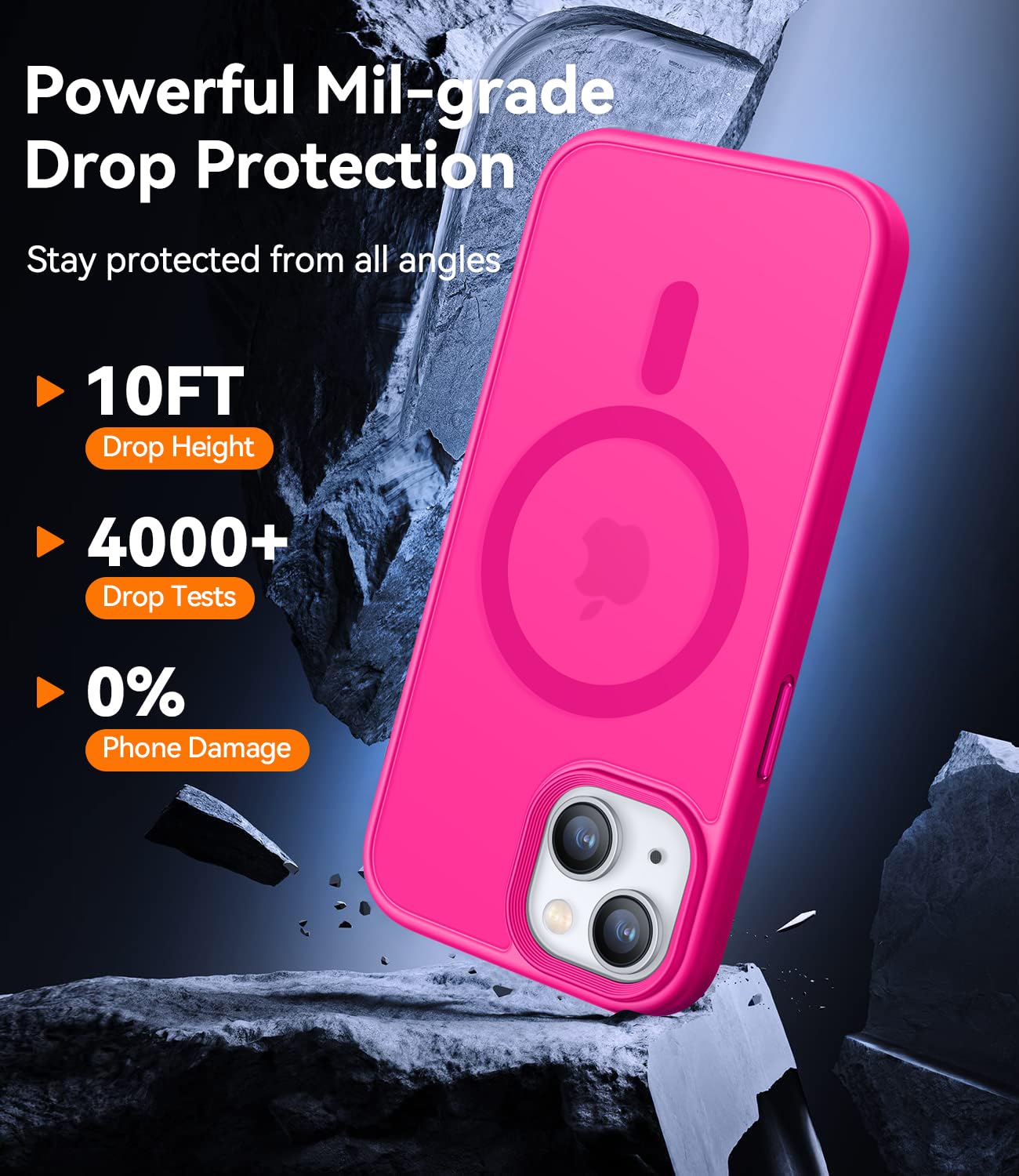 Canshn For Iphone 14 Case/Iphone 13 Case, Compatible With Magsafe, Translucent Matte Back Slim Shockproof Phone Cover, Hot Pink
