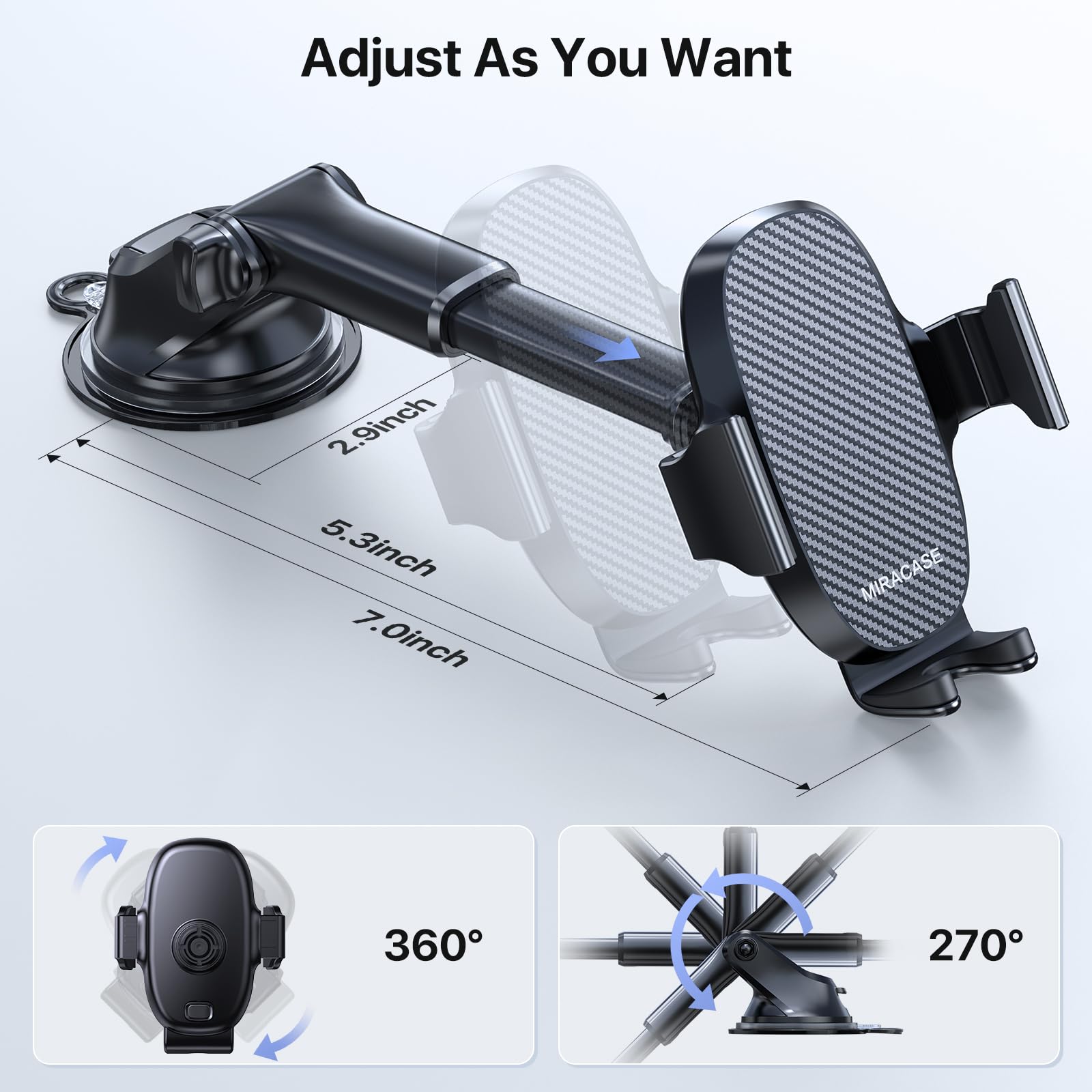 Miracase 3 In 1 Cell Phone Holder For Car, Universal Car Phone Holder Mount For Car Dashboard Air Vent Windshield Compatible Wit