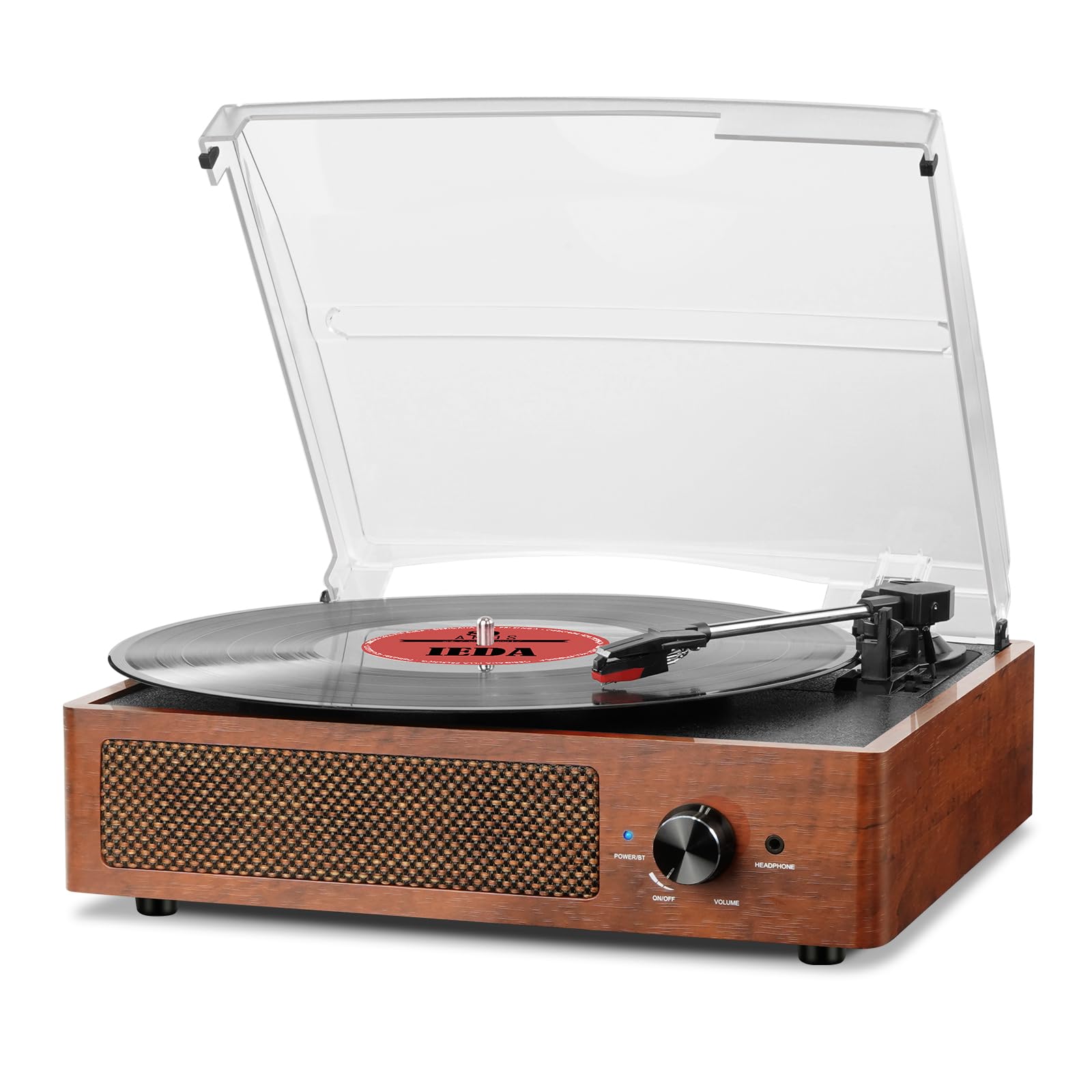 Vinyl Record Player Turntable With Built In Bluetooth Receiver & 2 Stereo Speakers, 3 Speed 3 Size Portable Retro Record Player