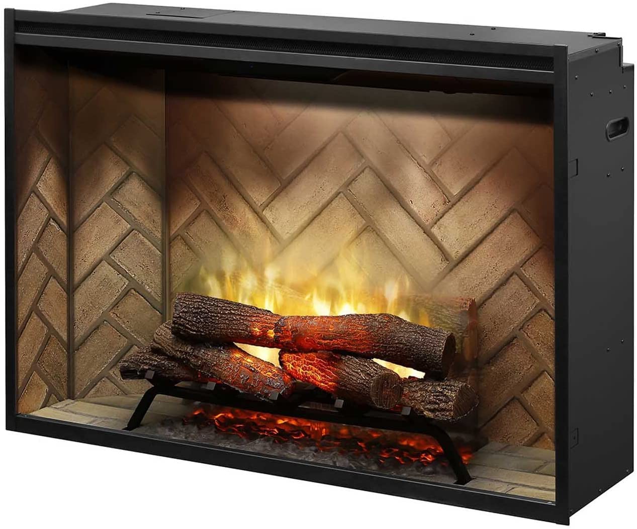 Dimplex Revillusion� 42 Inch Built In Electric Firebox   Herringbone Brick Background   Includes Realistic Faux Logset And Firebox