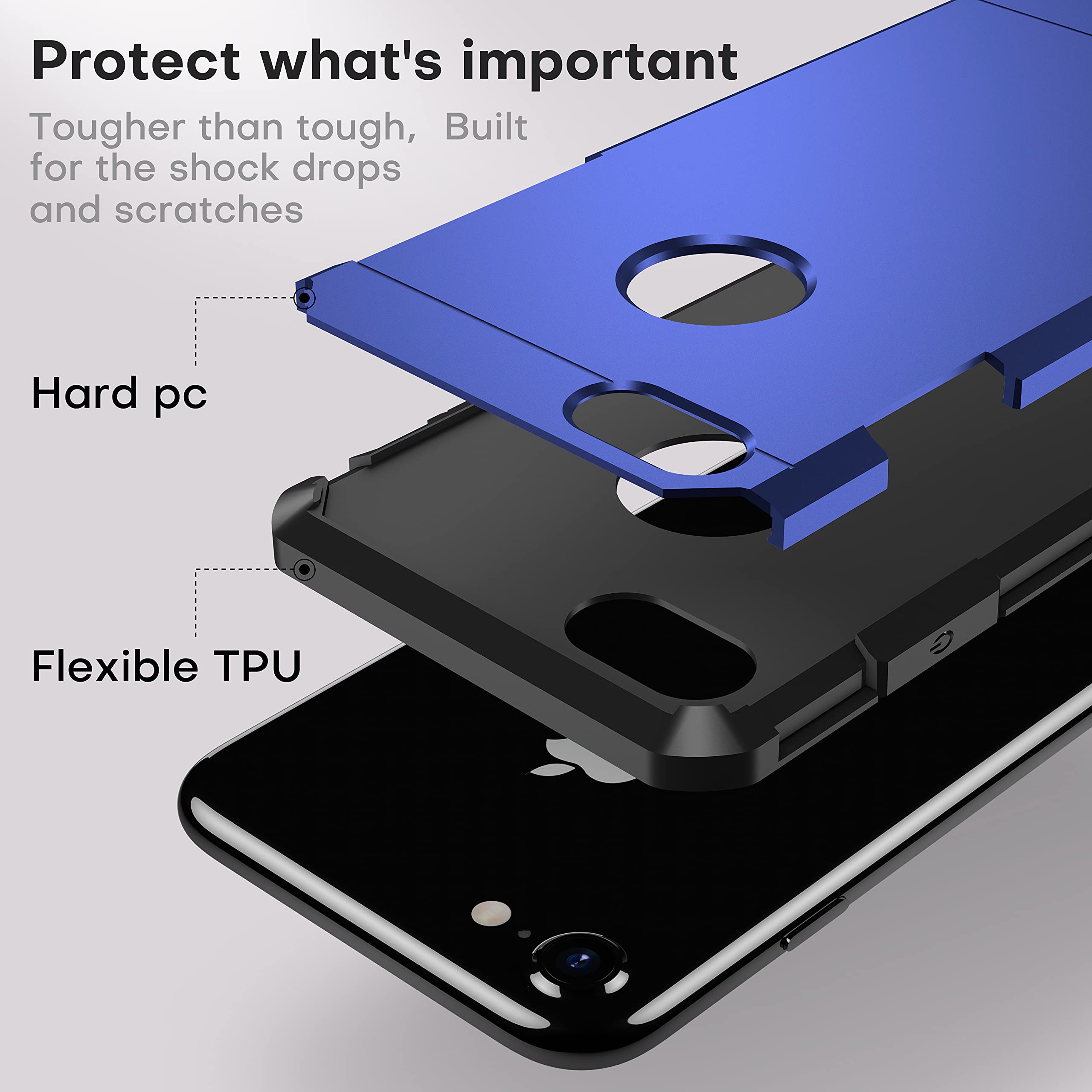 Impactstrong For Iphone 7 Case/Iphone 8 Case, Heavy Duty Dual Layer Protection Cover (Navy Blue)