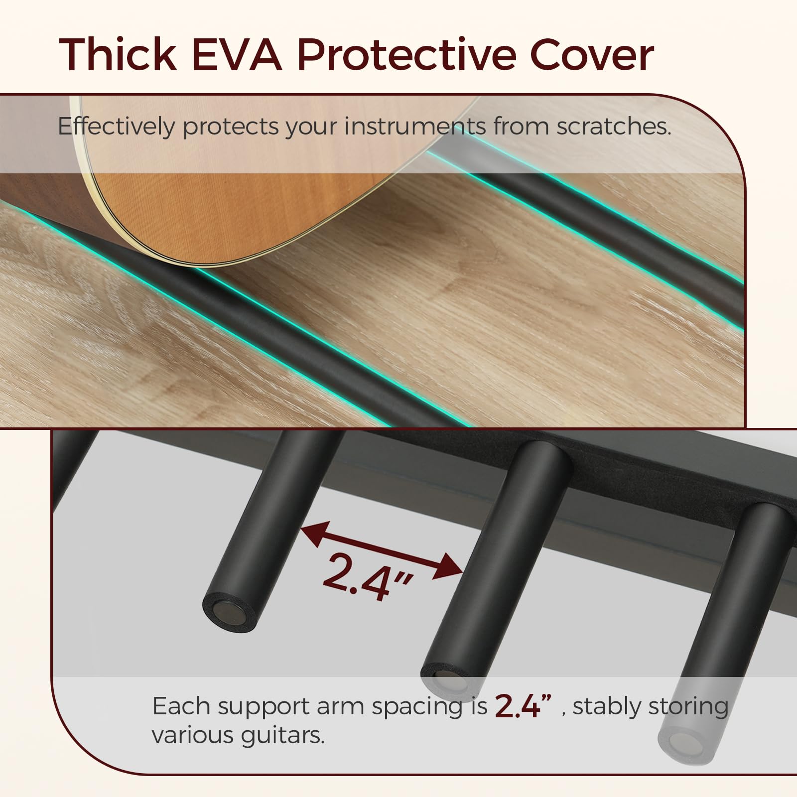 Mahancris Guitar Stand, Multi-Guitar Rack, For Acoustic, Electric Guitar, Bass, Ukulele, Banjo, For 5 Guitars, Guitar Amp Stand,