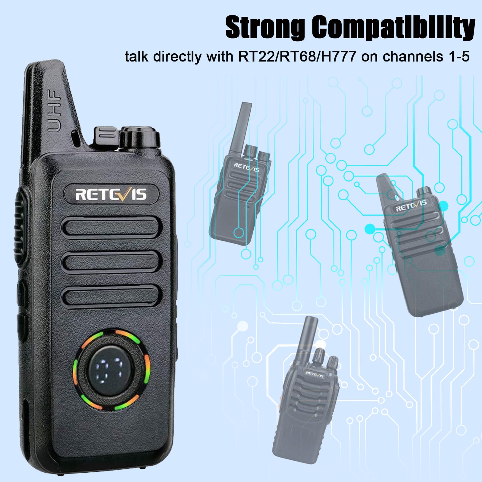 Retevis Rt22S Walkie Talkies For Adults,2 Way Radio With Earpiece, Portable Frs Two Way Radios,Channel Display, Mini Rechargeable Walkie Talkie For Church School Retail Restaurant Automotive(10 Pack)