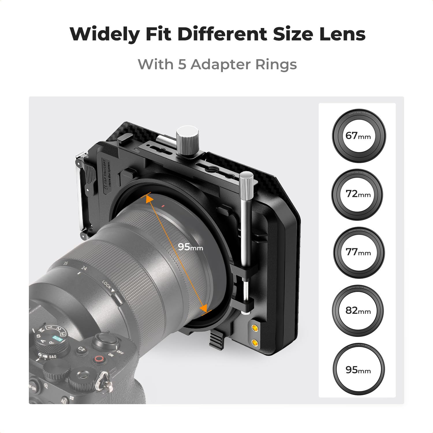 K&F Concept Mini Matte Box, Dslr Matte Box With Carbon Fiber Top Flag, Square Filter Trays For 67/72/77/82/95Mm Lenses, 4X5.65 Square Nd Uv/Circular Filter