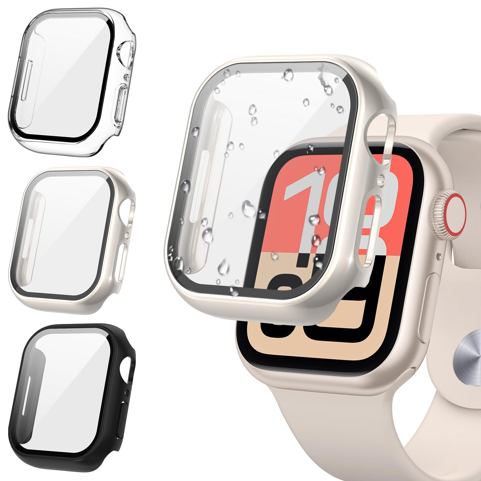 Tensea [3PCS for Apple Watch Screen Protector Case 44mm SE 3/SE 2rd Generation/SE/Series 6/5/4 Accessories, iWatch Protective Fa