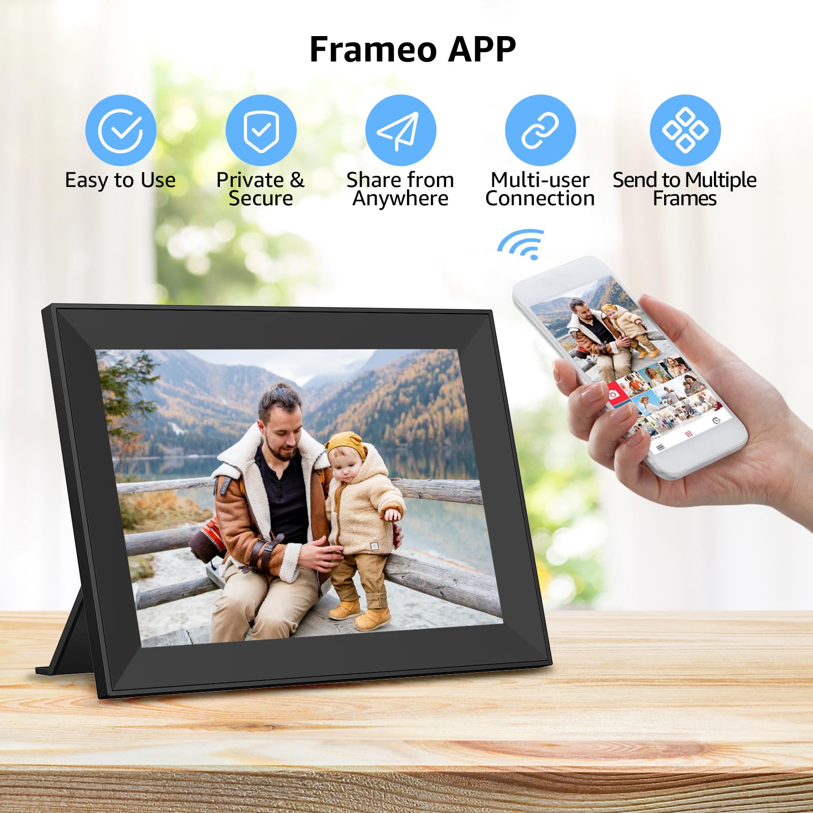 Frameo Wifi Digital Picture Frame With 10.1 Inch Ips Touch Screen,Loading Pictures To 32Gb Smart Digital Photo Frame Via Frameo