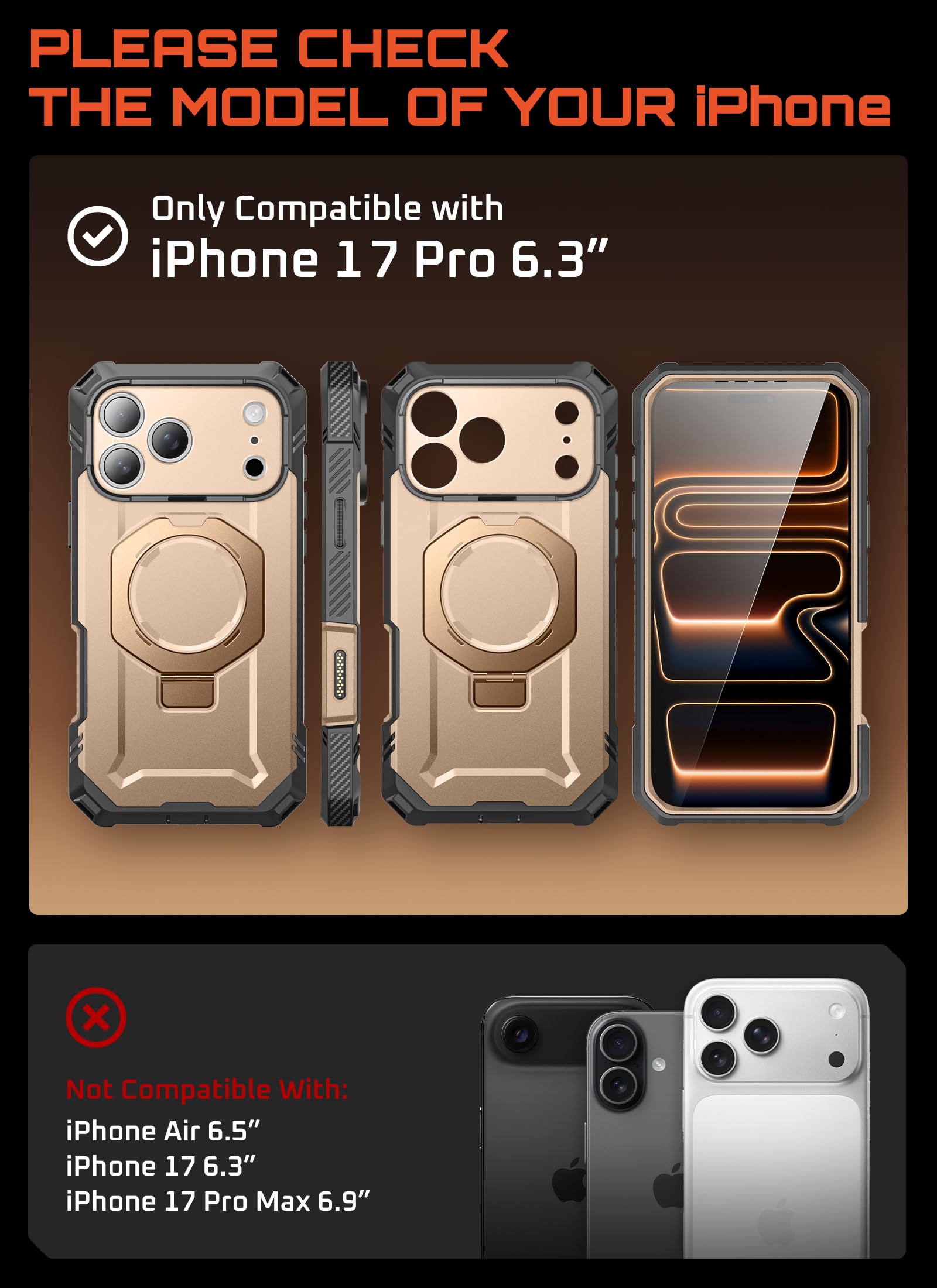 Supcase For Iphone 17 Pro Case With Tempered Glass Screen Protector (Ubgrip Pro), [Camera Control Cover] [Compatible With Magsaf