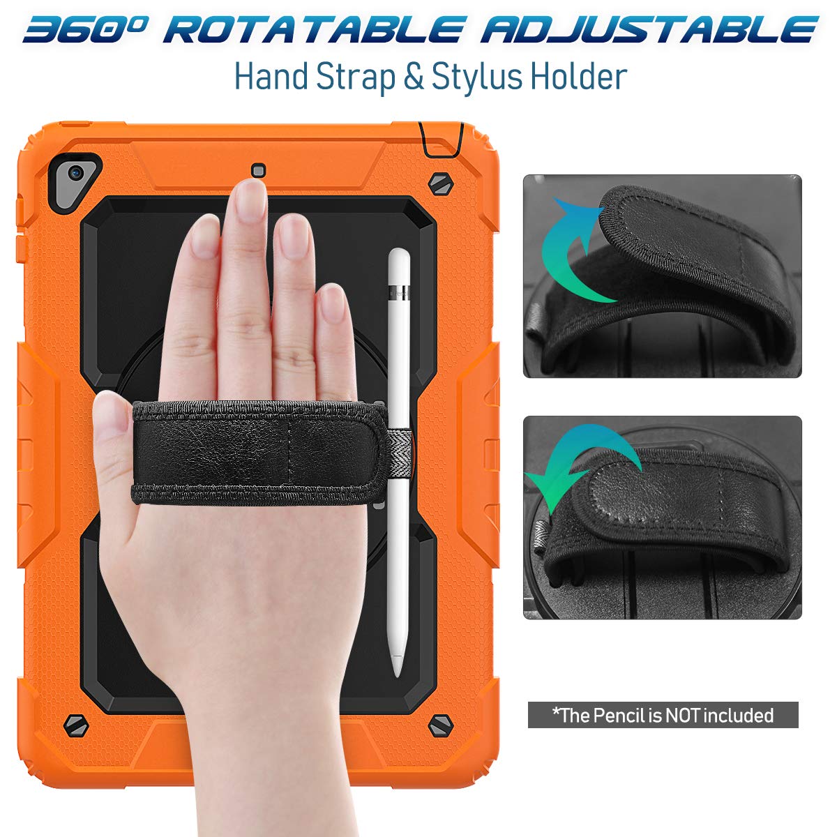 Timecity Case For Ipad 6Th/5Th Generation, For Ipad 9.7 Inch Case With Screen Protector Rotating Stand/Hand Strap Full Body Sili