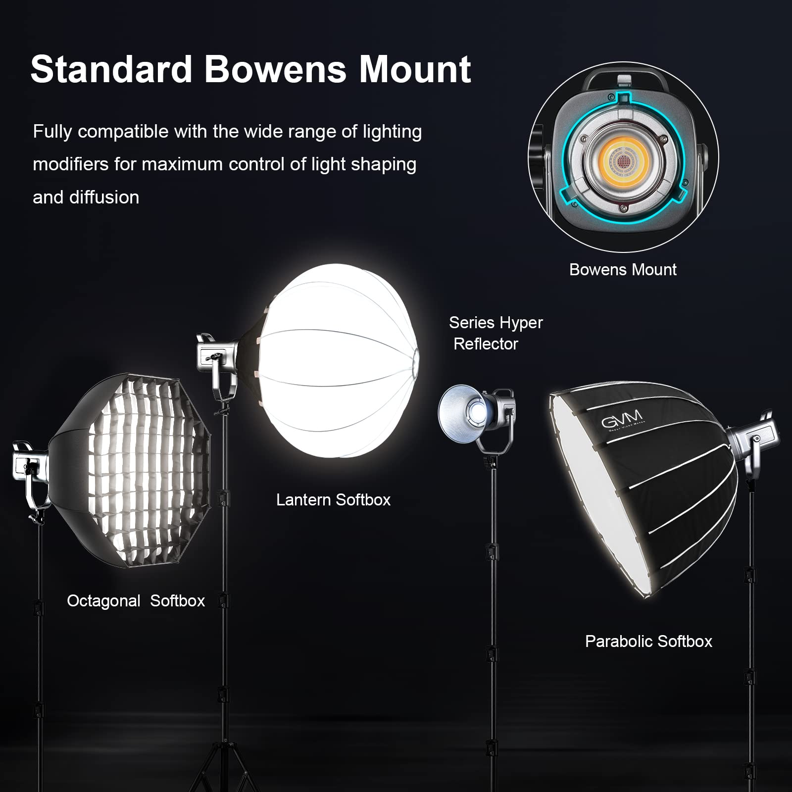 Gvm 150W Rgb Video Light Kit, 2700K~7500K Bi Color Led Video Light Photography Studio Lighting Kit With Lantern Softbox & Stand,