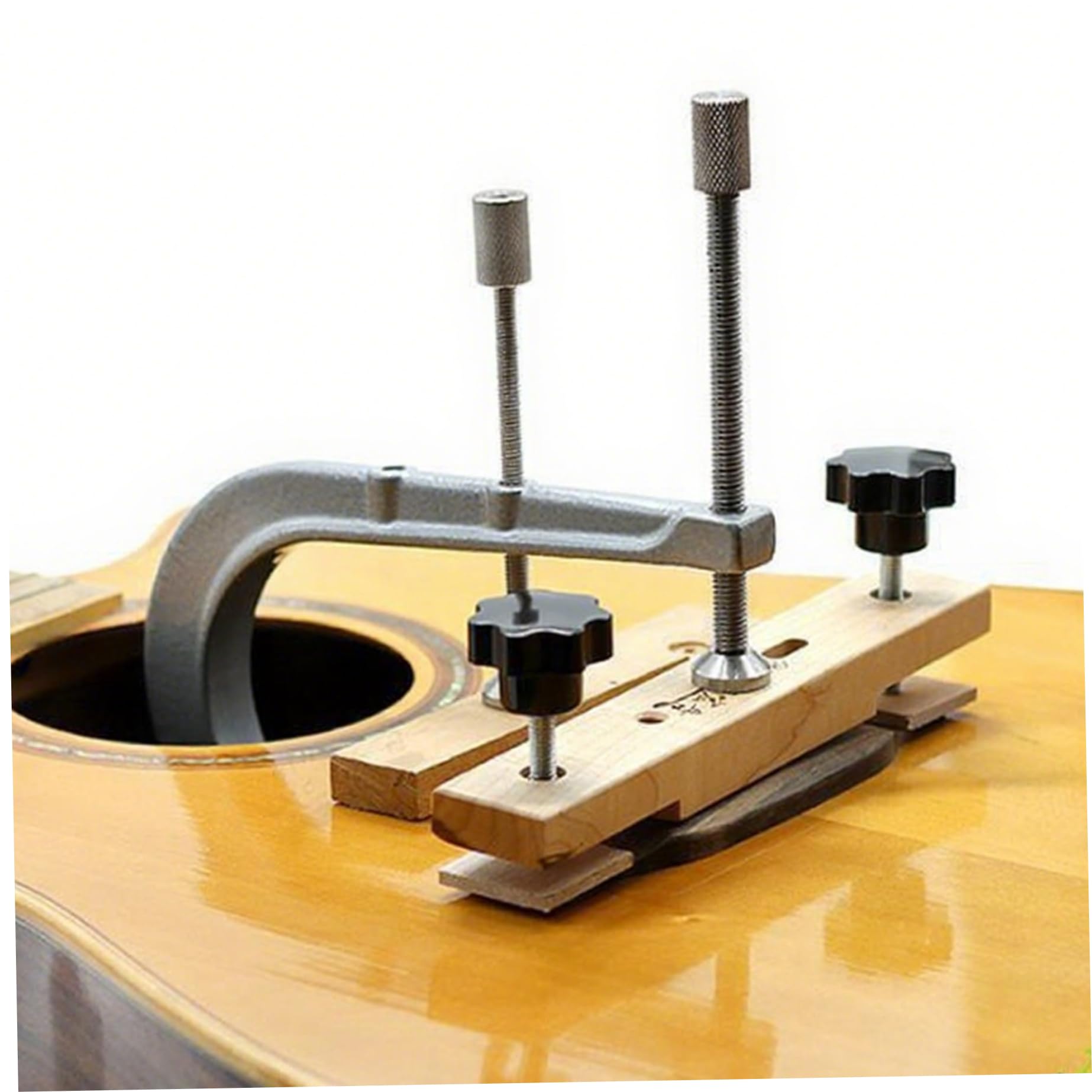 Guitar Bridge Clamp 6 Inch, 3-Hole C Clamp Tool for Acoustic Guitar and Ukulele Repair, Fix Loose Bridge with Secure Hold (150G 