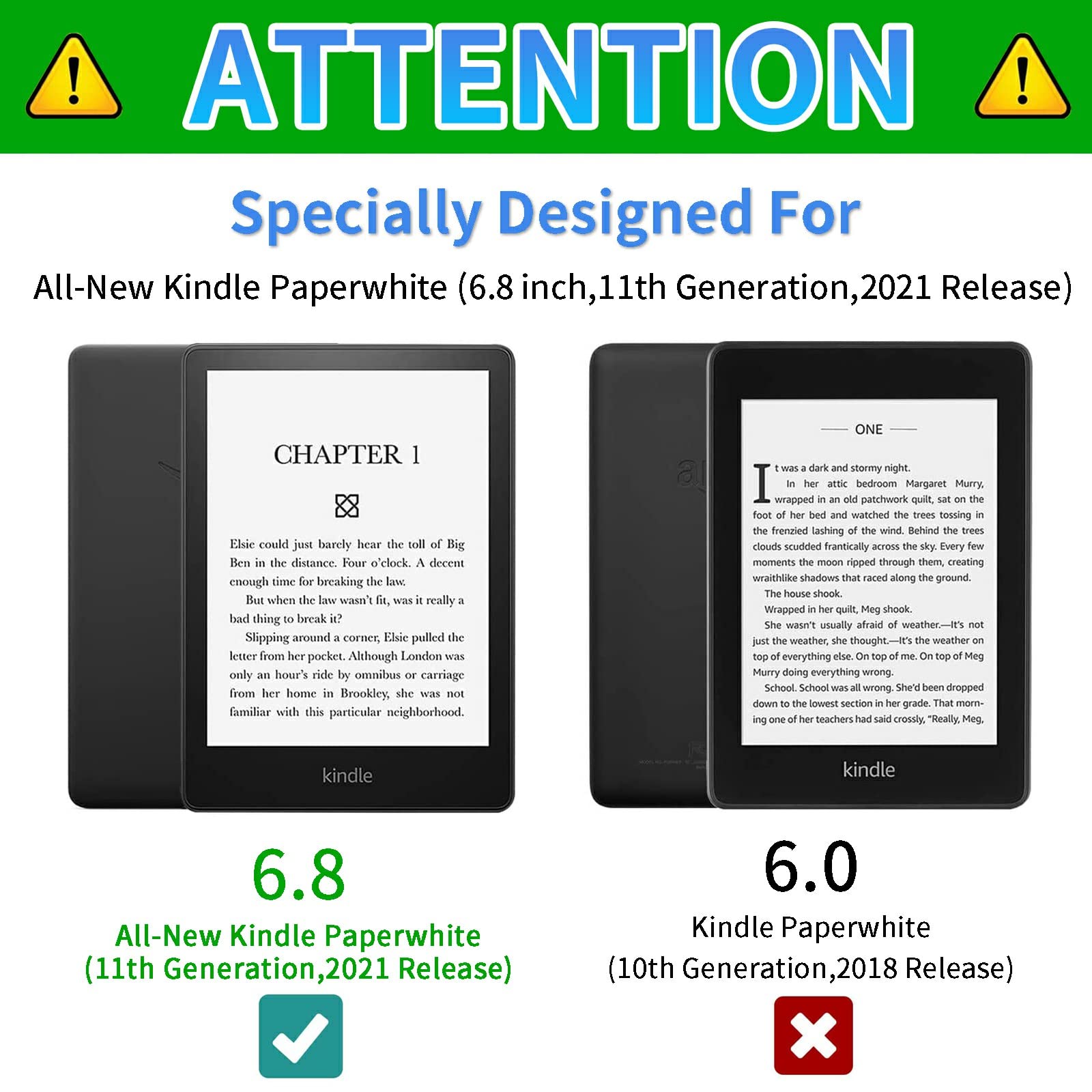 Case For Kindle Paperwhite 11Th Generation 6.8'' 2021 Pu Leather Smart Stand Cover With Auto Wake Sleep, Soft Tpu Back Cover For