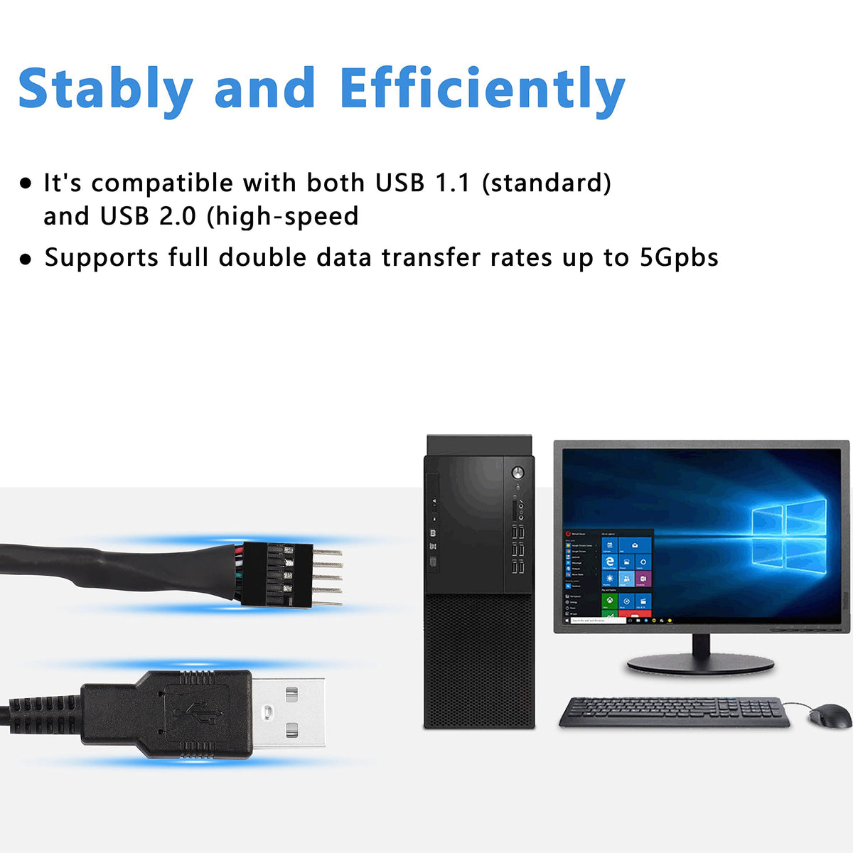 Xmsjsiy Usb A To 9 Pin Usb Header, 9 Pin Motherboard Male Idc Dupont To ...