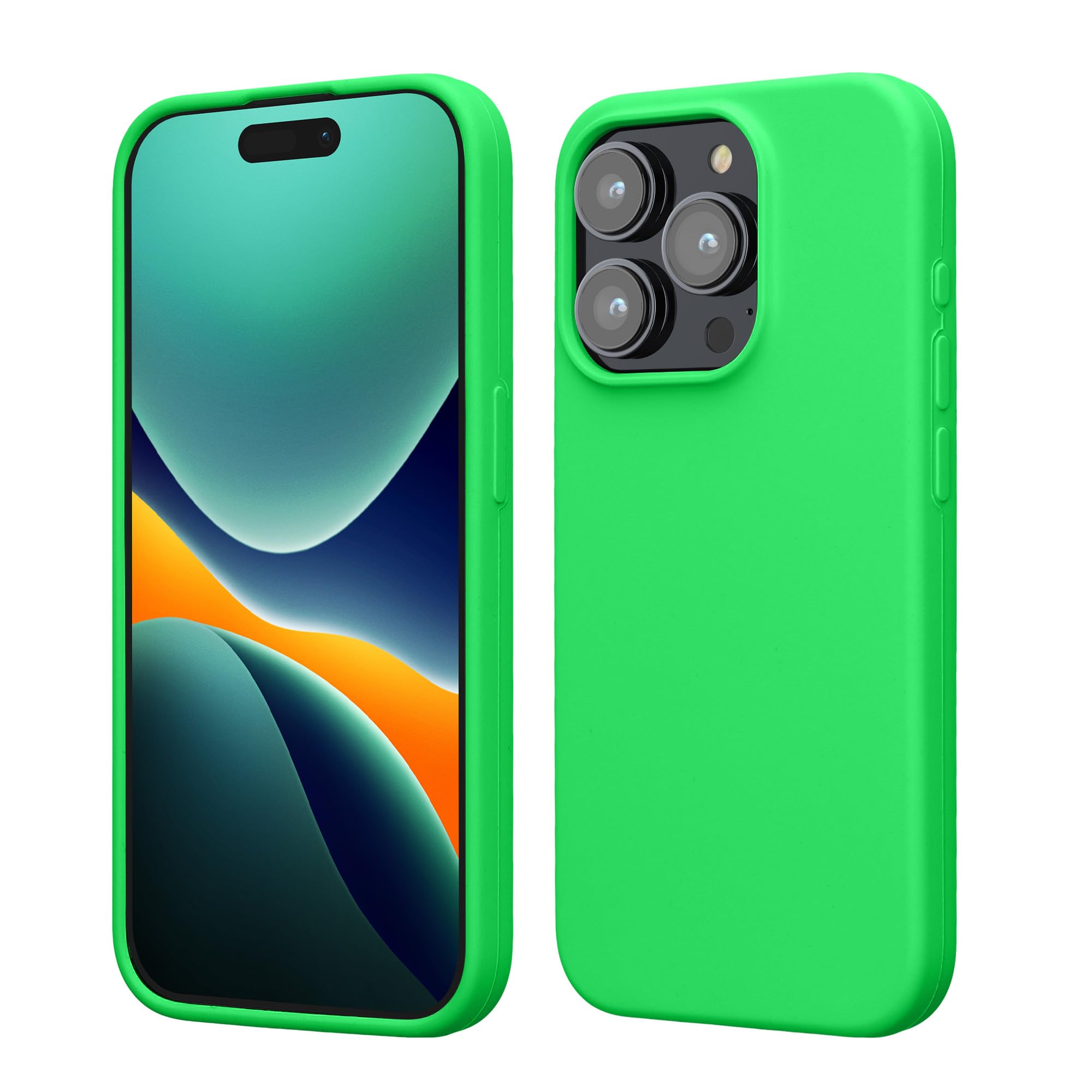 kwmobile Case Compatible with iPhone 15 Pro Case - Slim Soft TPU Silicone Cover - Neon Green