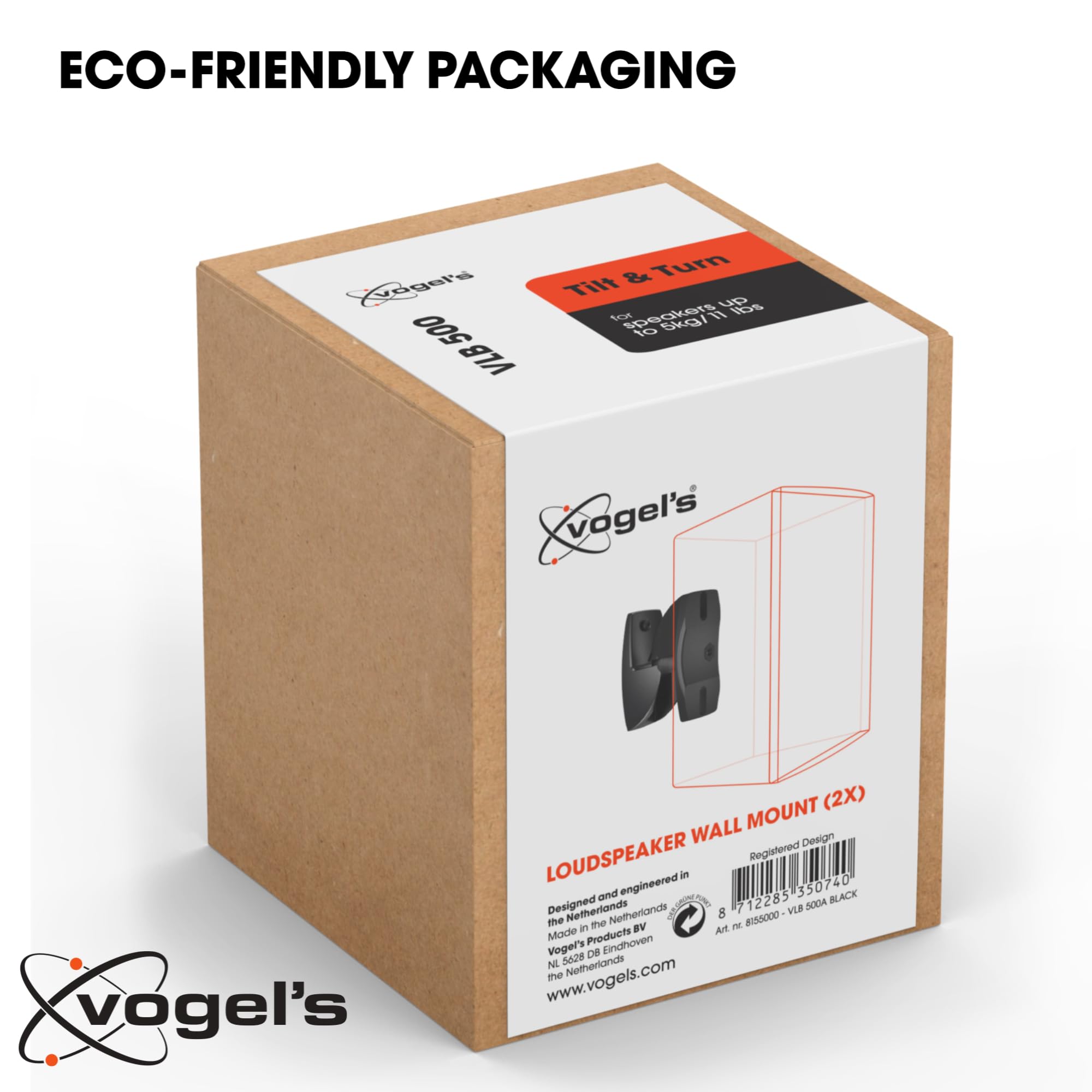 Vogel'S Vlb 500 Universal Speaker Wall Bracket Set Swivel And Tilt Pre Assembled Max. 11 Lbs (5 Kg) Environmental Friendly Packa