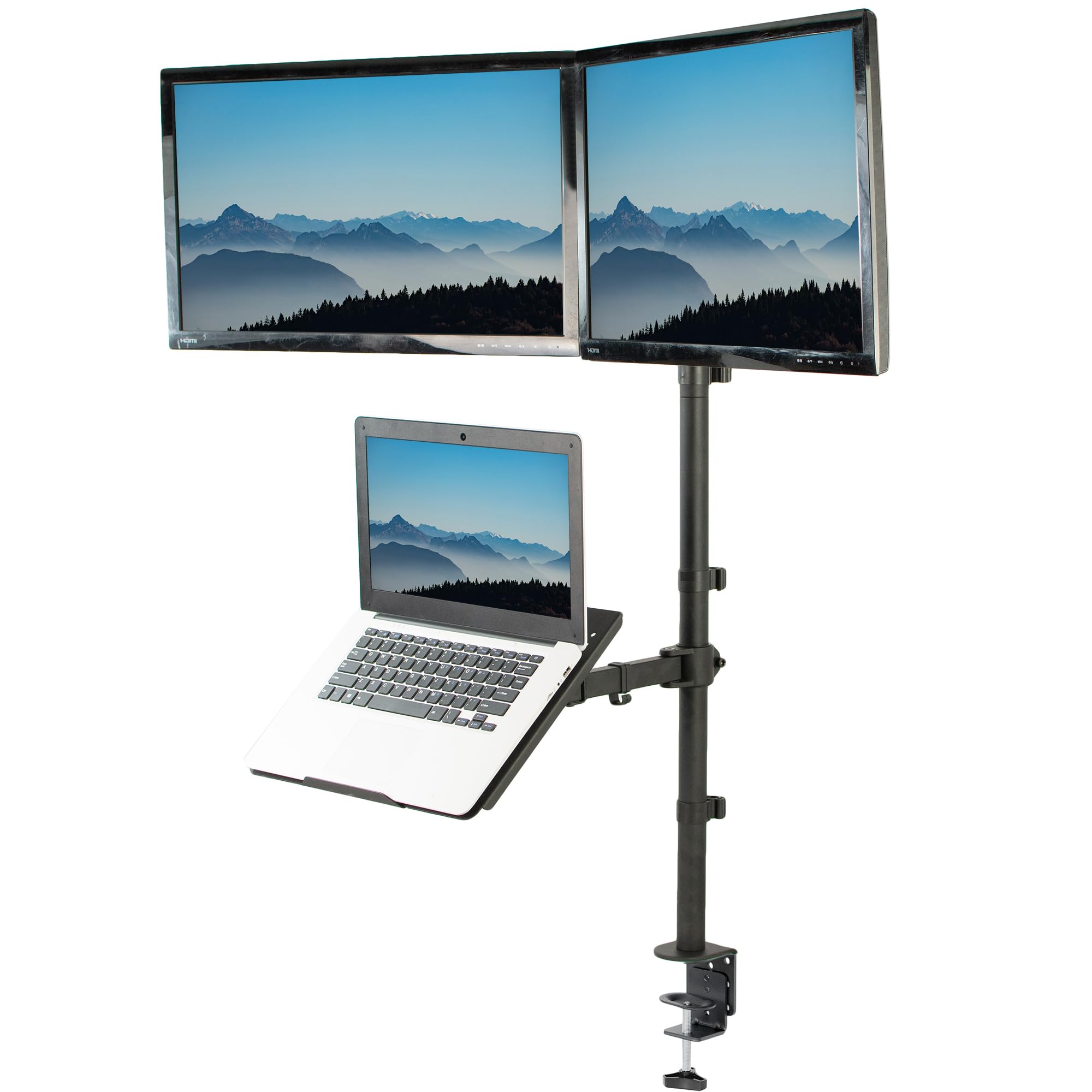 VIVO Laptop and Dual 13 to 27 inch LCD Monitor Stand up Desk Mount, Extra Tall Adjustable Stand, Fits Laptops up to 17 inches, Black, STAND V012L