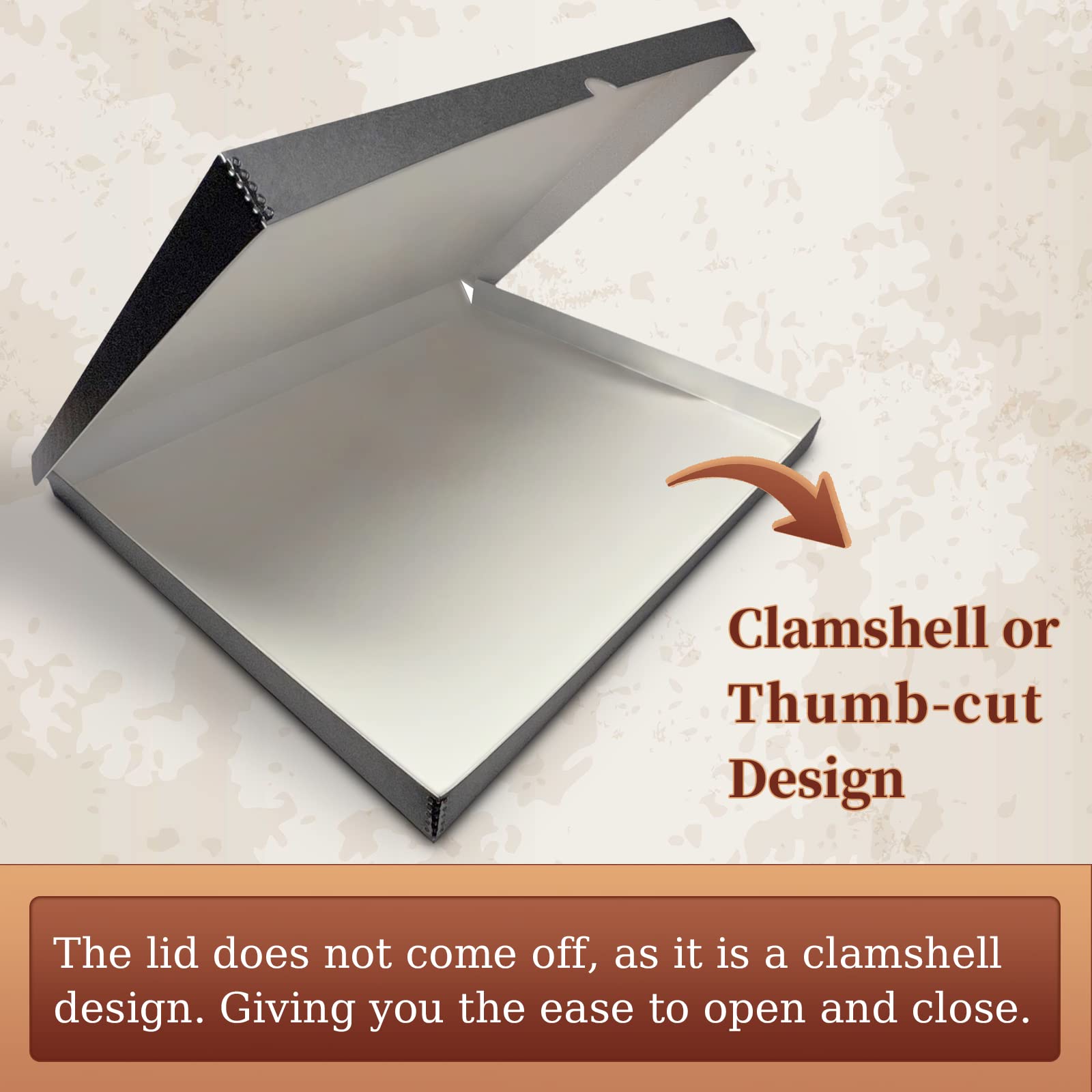 Golden State Art, Archival Folio Storage Box 11X14, Clamshell Design With Metal Edge, Preserve And Store Photos Documents Cards Prints Arts And Crafts Diy, Gray, Pack Of 2