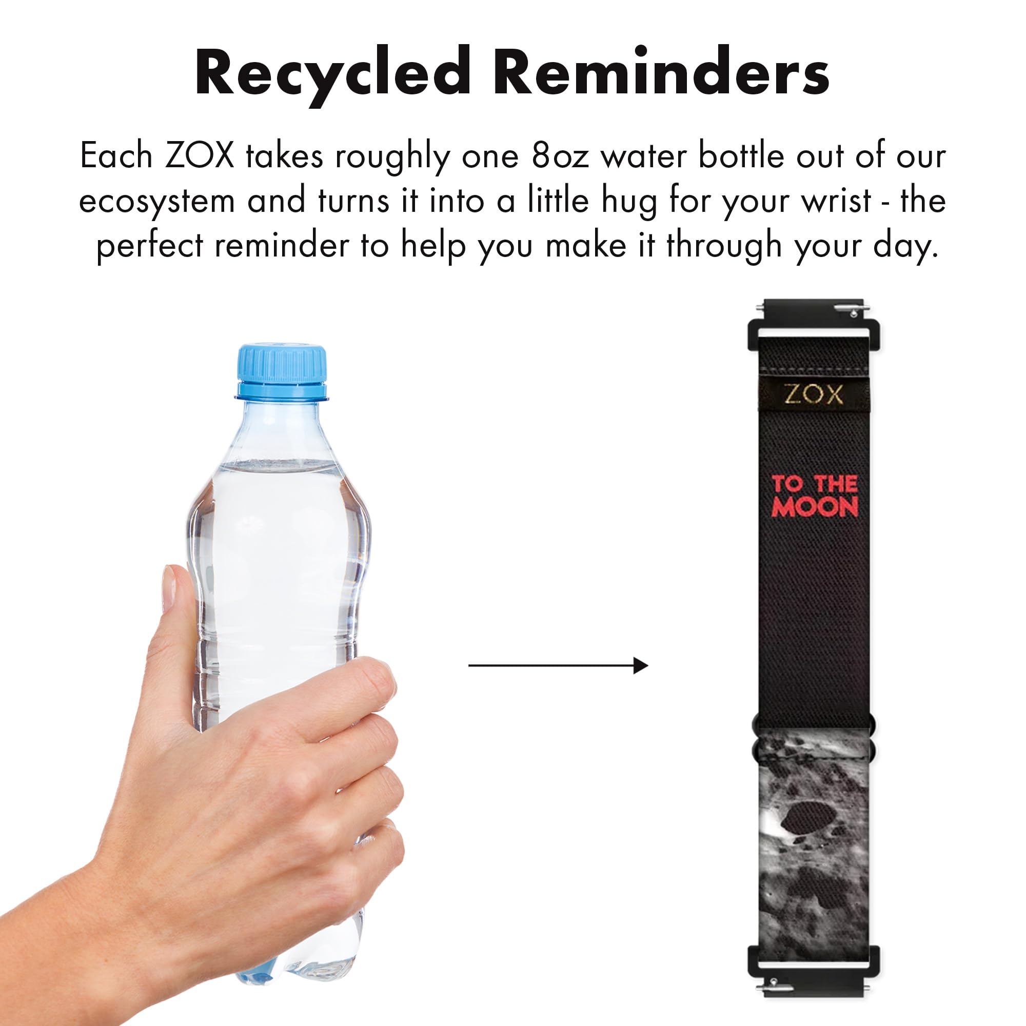 Zox Android Smart Watch Band - To The Moon | Soft, Adjustable Elastic Band With Motivational Affirmations And Beautiful Artwork