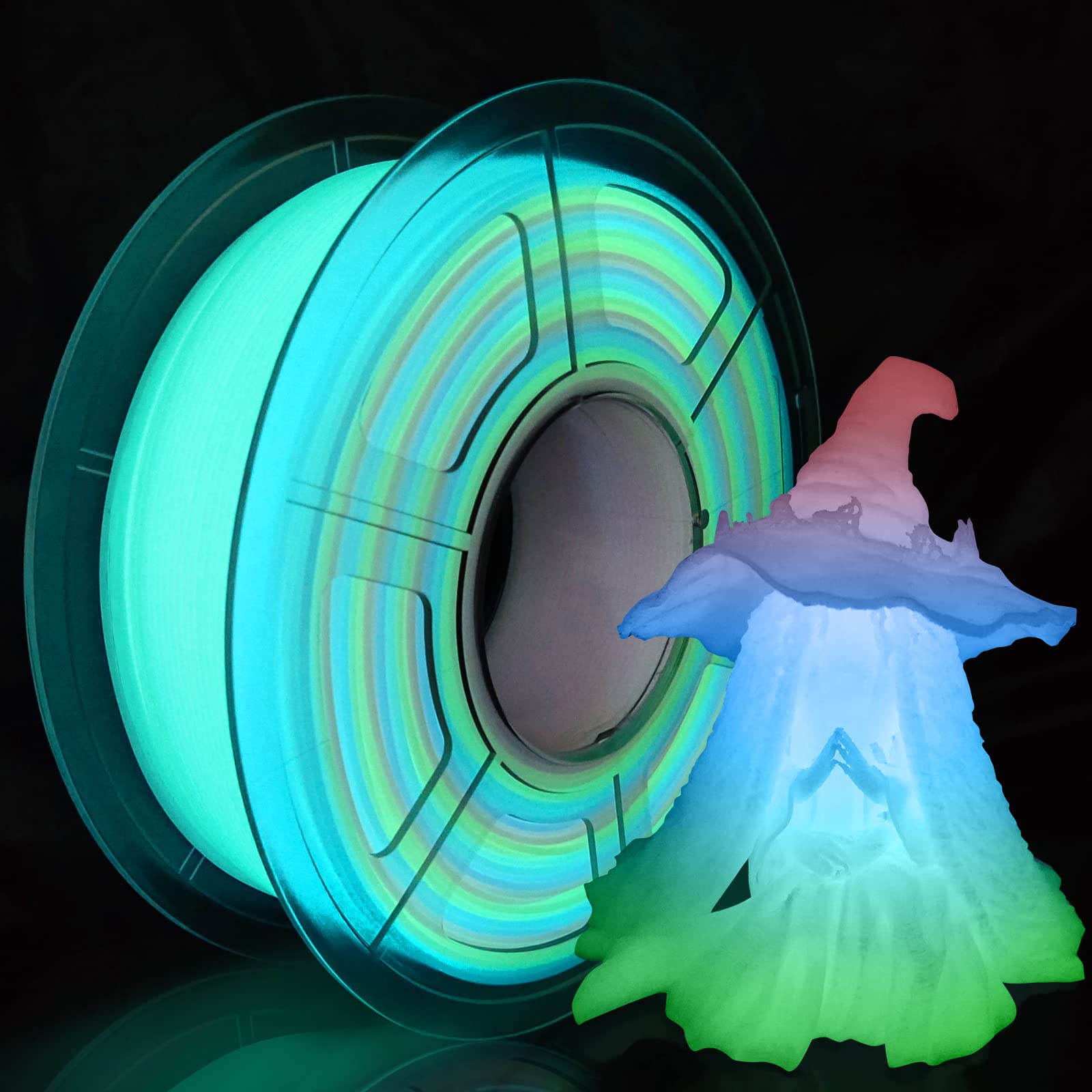 3D Printer Filament, Glow In The Dark Filament Multicolor, Pla Filament 1.75 Mm Green, Blue, Red, Dimensional Accuracy +/  0.03