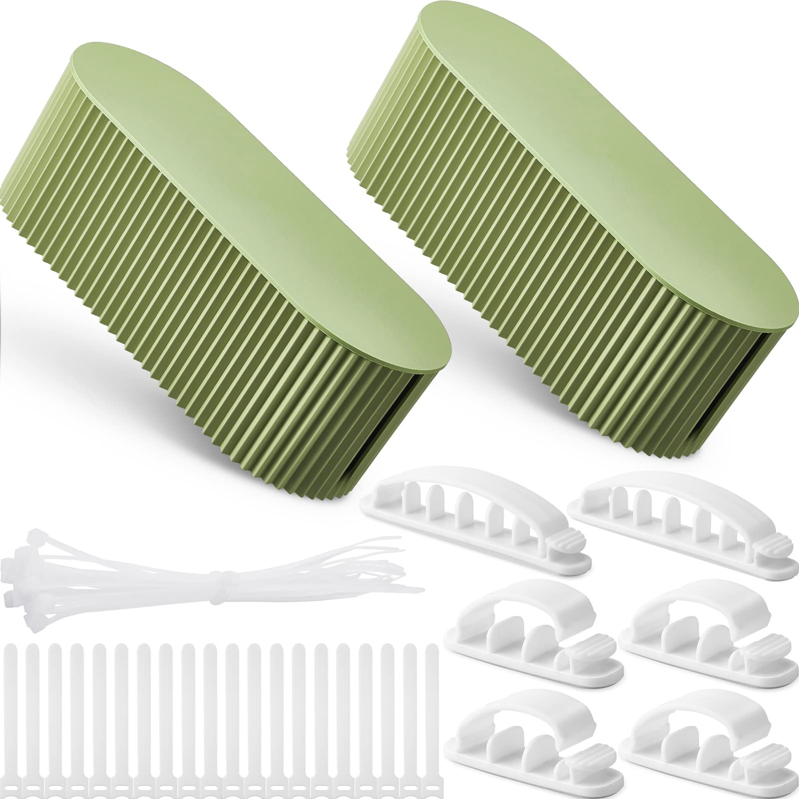 2 Pcs Cable Management Box Cord Hider Box Cord Organizer With 46 Pcs Cable Management Kit, Wire Box For Power Strips, Surge Prot