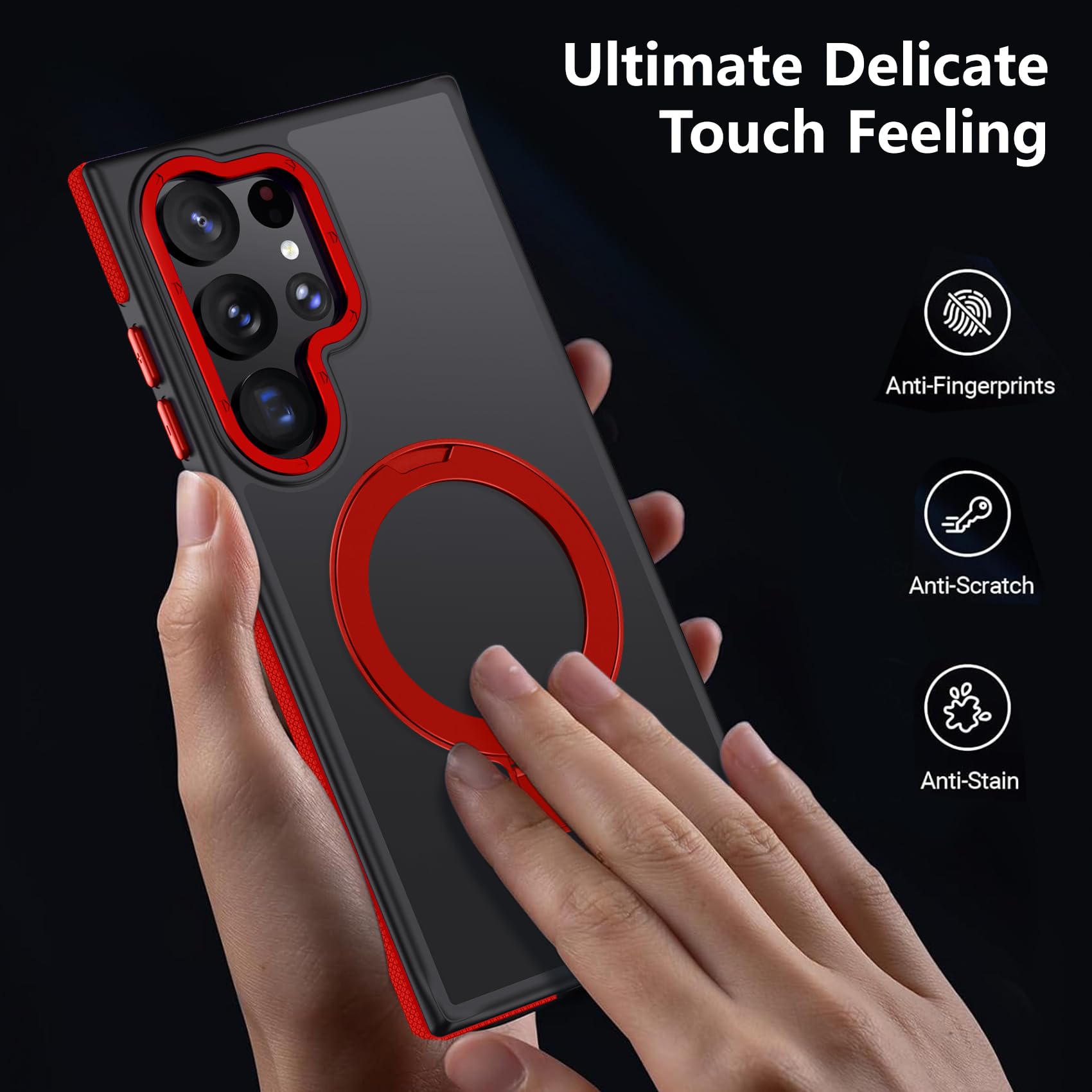 Mondelete For Samsung Galaxy S22 Ultra Case, Magnetic Adjustable Ring Stand [Fit For Magsafe], [Military-Grade Shockproof Protec