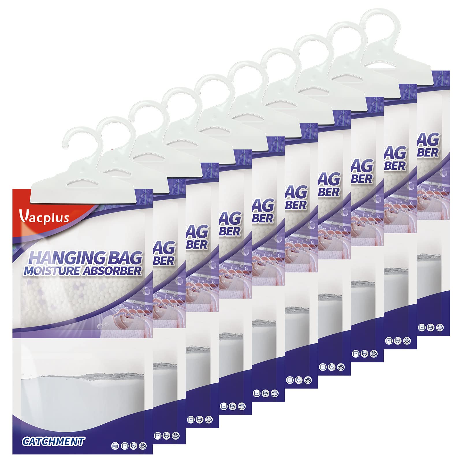 Vacplus Moisture Absorbers, Hanging Humidity Packs for Effectively Absorbing Excess Moisture, Closet Dehumidifiers & Odor Remove